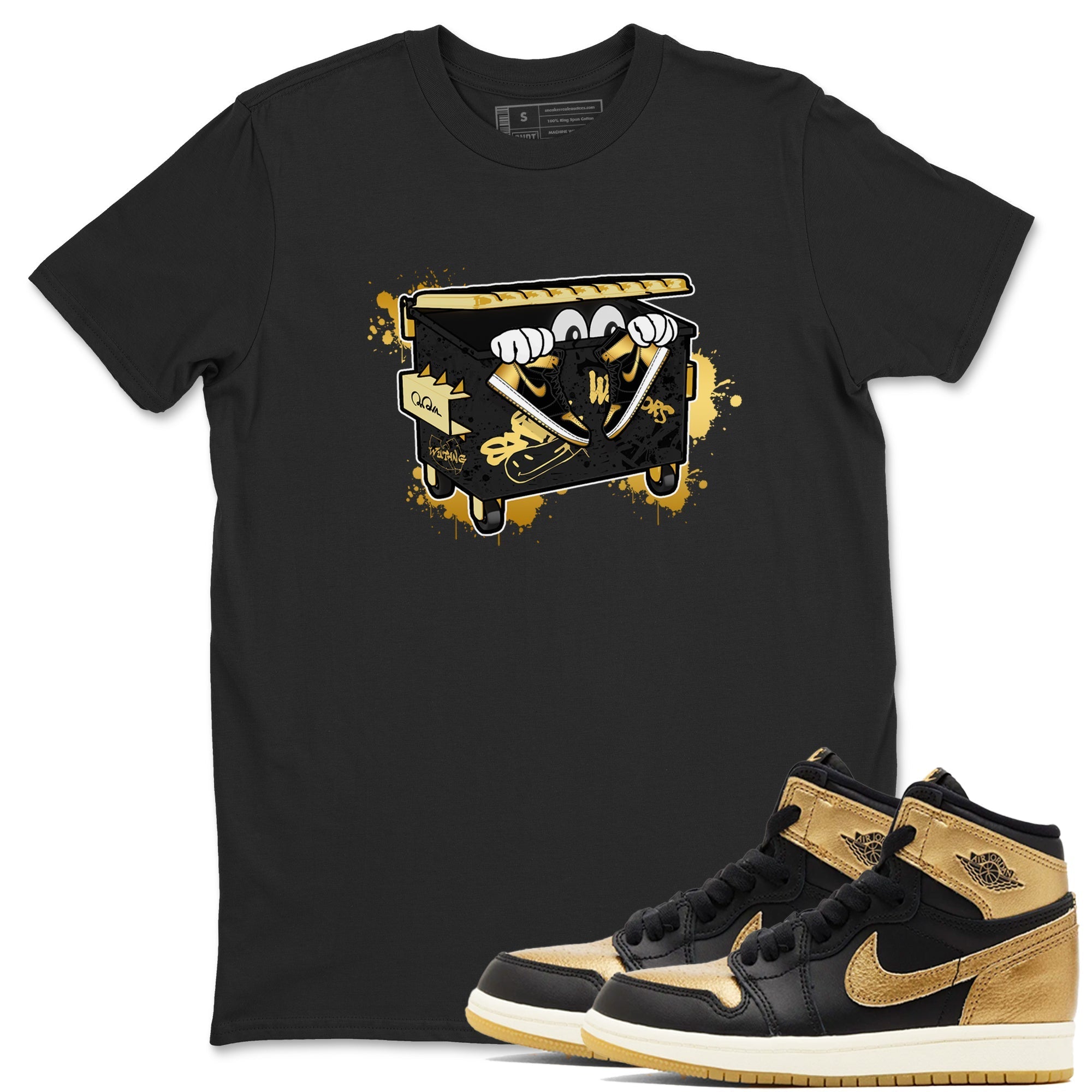 Kick Trash snkmatch Tees - Air Jordan 1 Black Metallic Gold