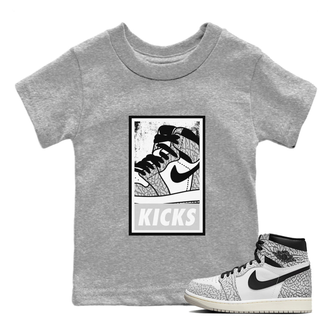 KICKS Kids Tops - Air Jordan 1 White Cement