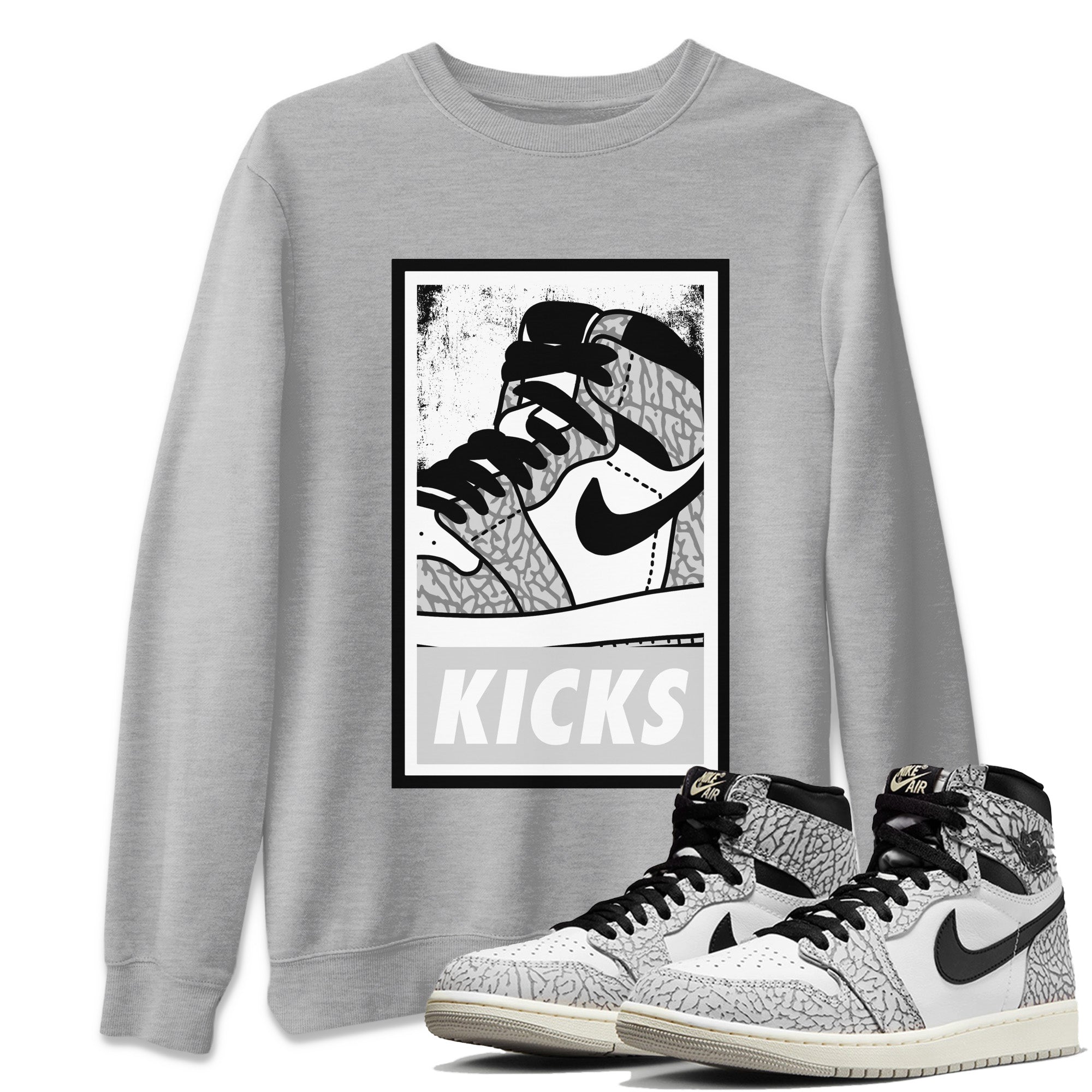KICKS Unisex Tops - Air Jordan 1 White Cement