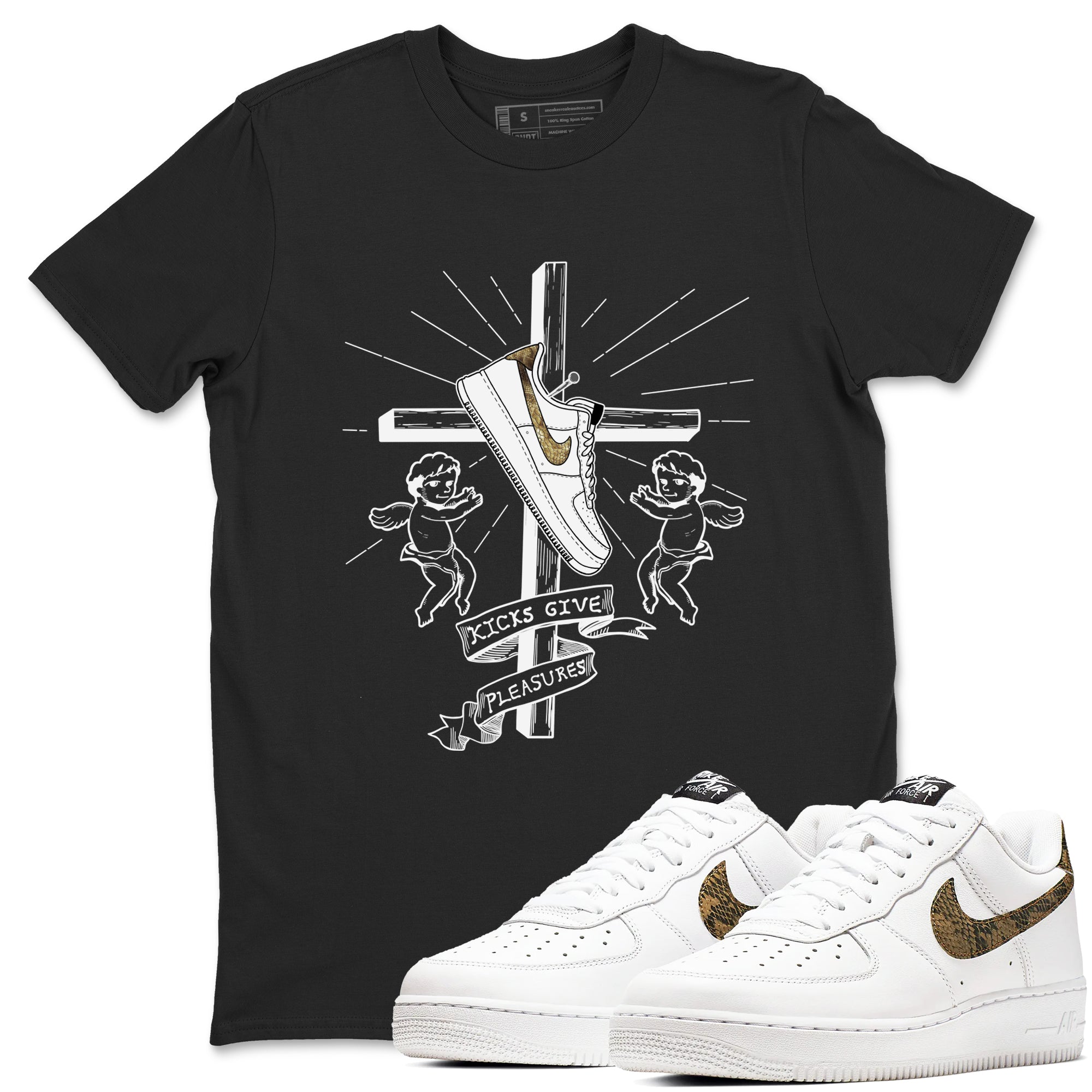 Kicks Give Pleasures snkmatch Tees - Air Force 1 Ivory Snake