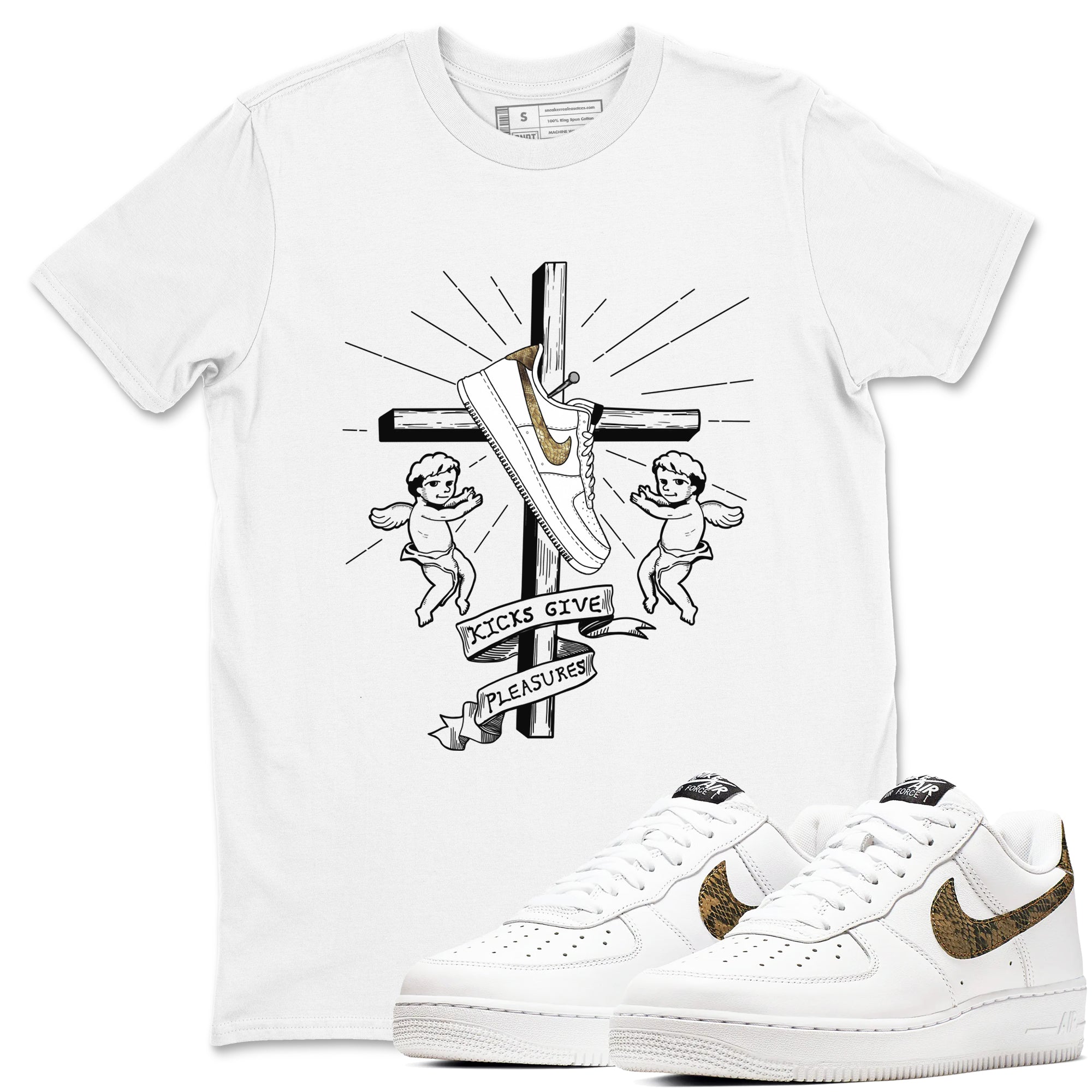 Kicks Give Pleasures snkmatch Tees - Air Force 1 Ivory Snake