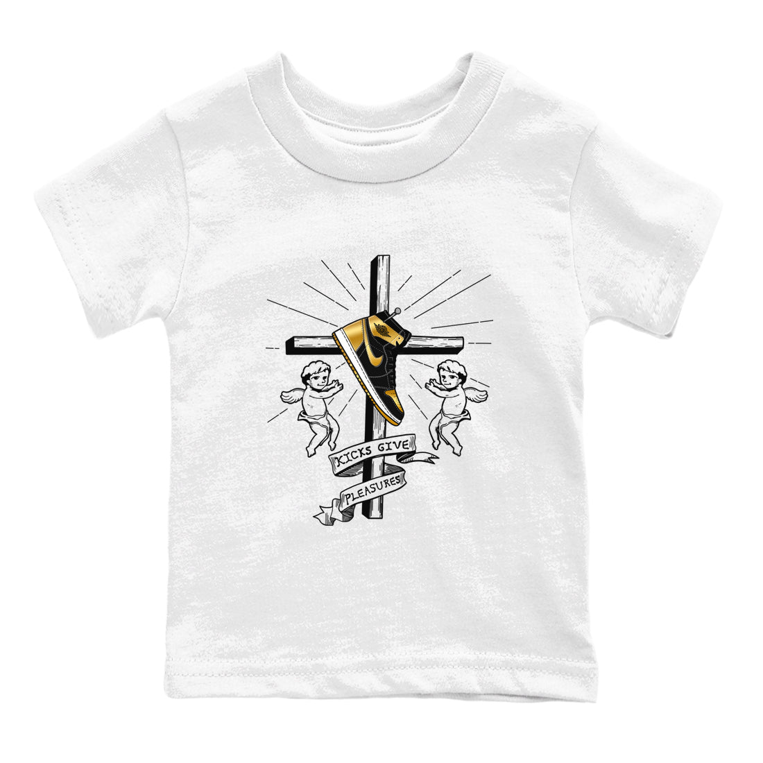 Kicks Give Pleasures snkmatch Tees Kids - Air Jordan 1 Black Metallic Gold