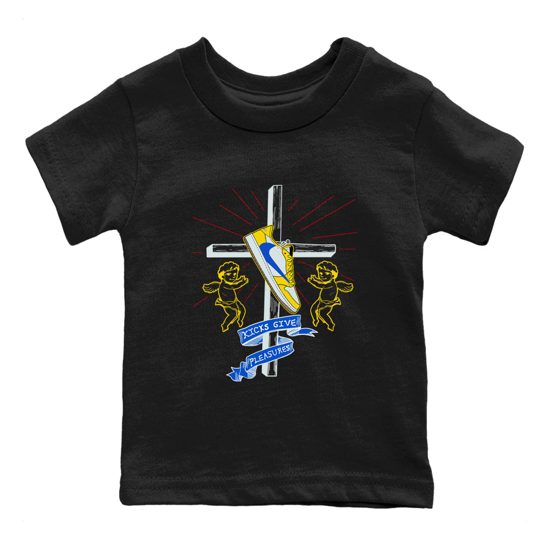 Kicks Give Pleasures snkmatch Tees Kids - Air Jordan 1 Travis Scott Canary
