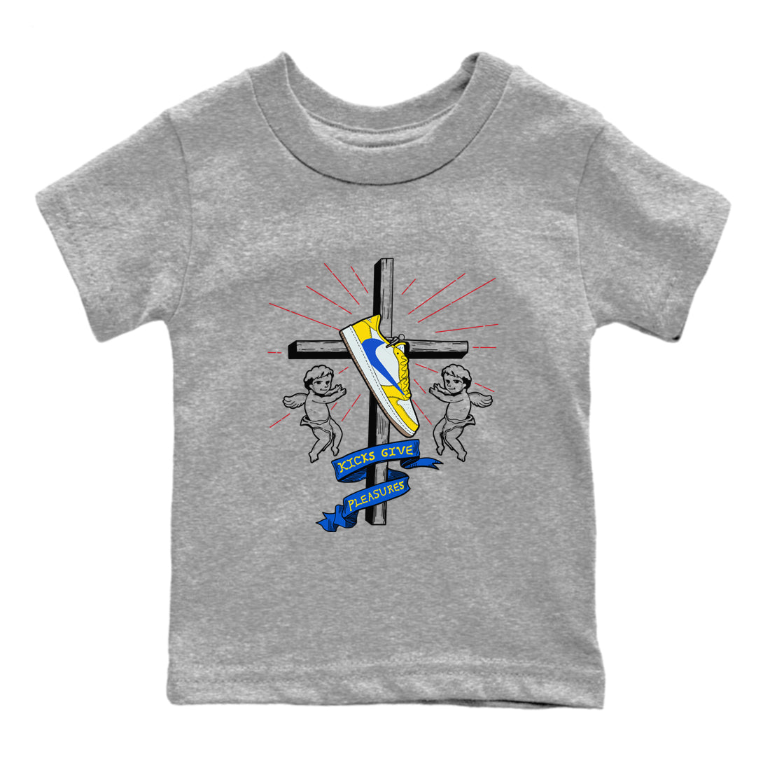 Kicks Give Pleasures snkmatch Tees Kids - Air Jordan 1 Travis Scott Canary