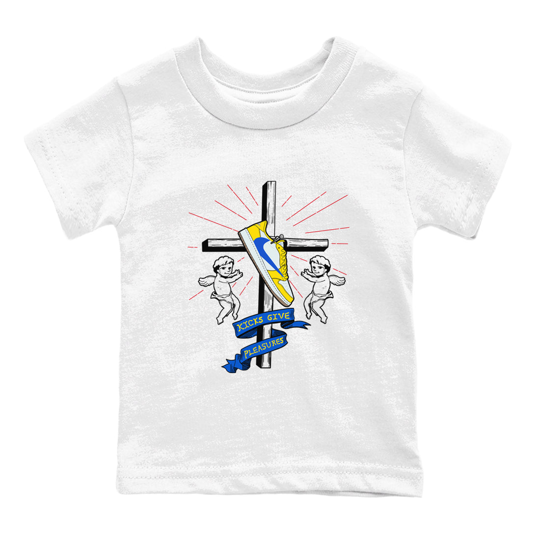 Kicks Give Pleasures snkmatch Tees Kids - Air Jordan 1 Travis Scott Canary