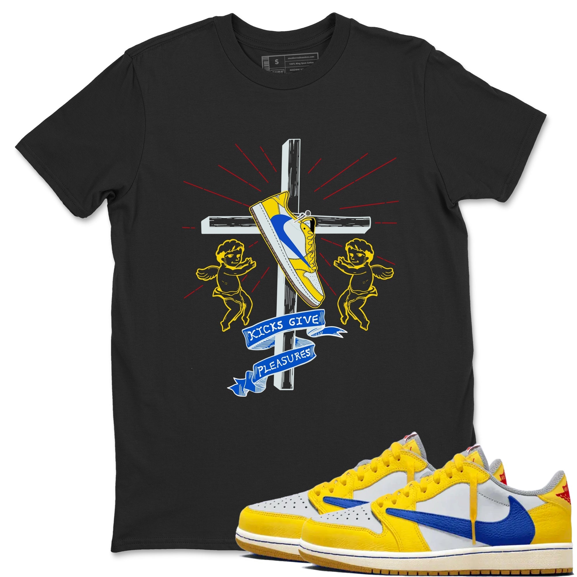Kicks Give Pleasures snkmatch Tees - Air Jordan 1 Travis Scott Canary