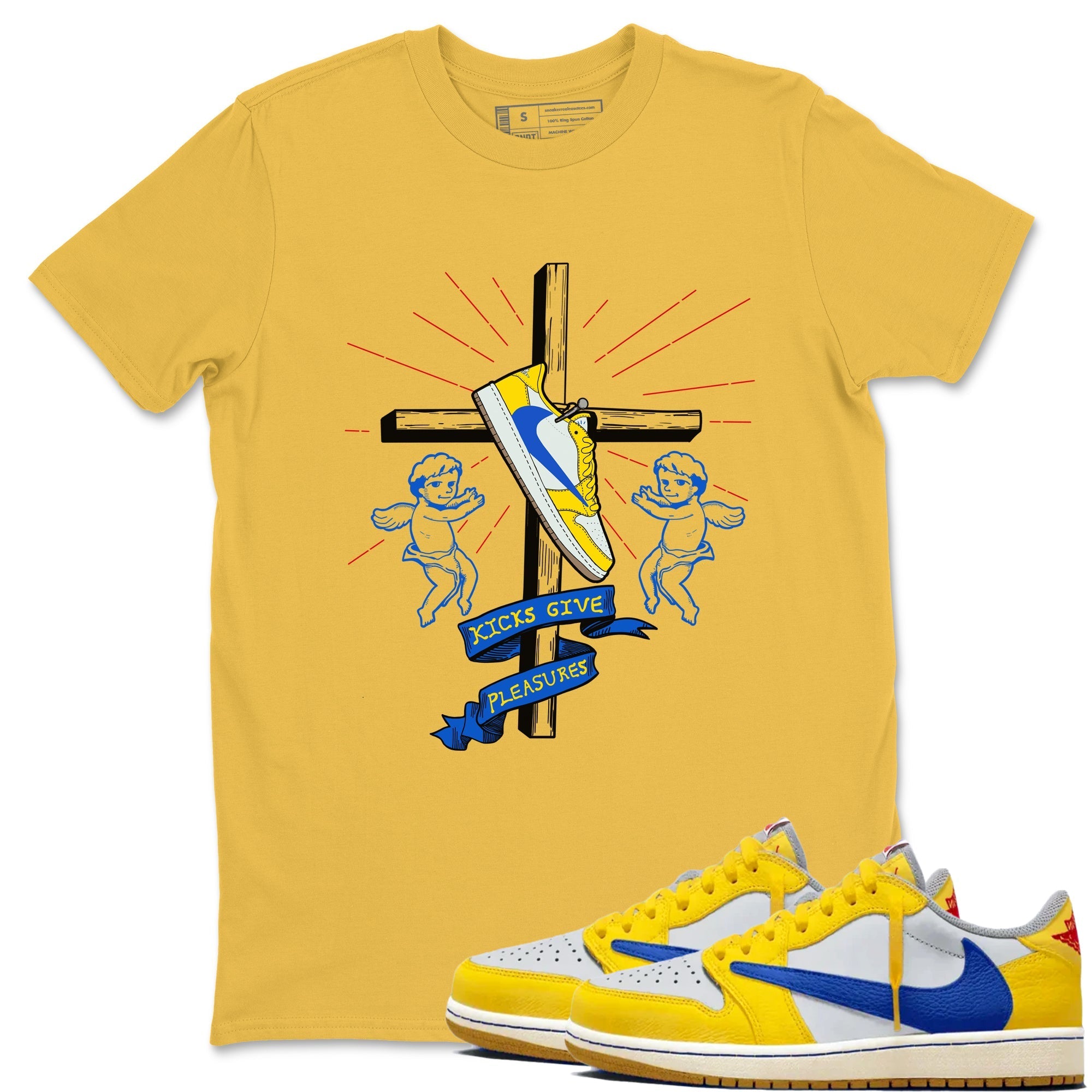 Kicks Give Pleasures snkmatch Tees - Air Jordan 1 Travis Scott Canary