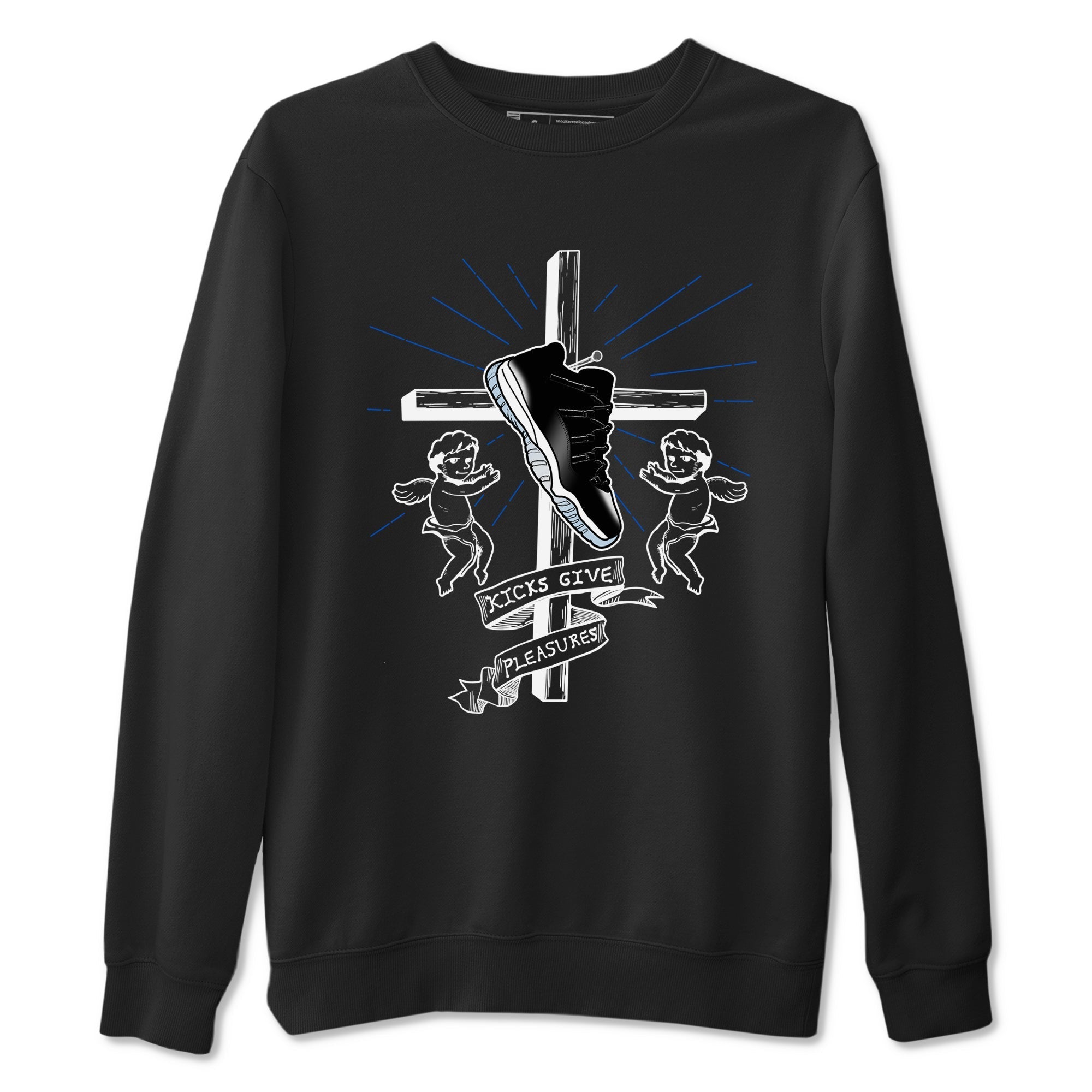 Kicks Give Pleasures snkmatch Tees - Air Jordan 11 Black and Varsity Royal