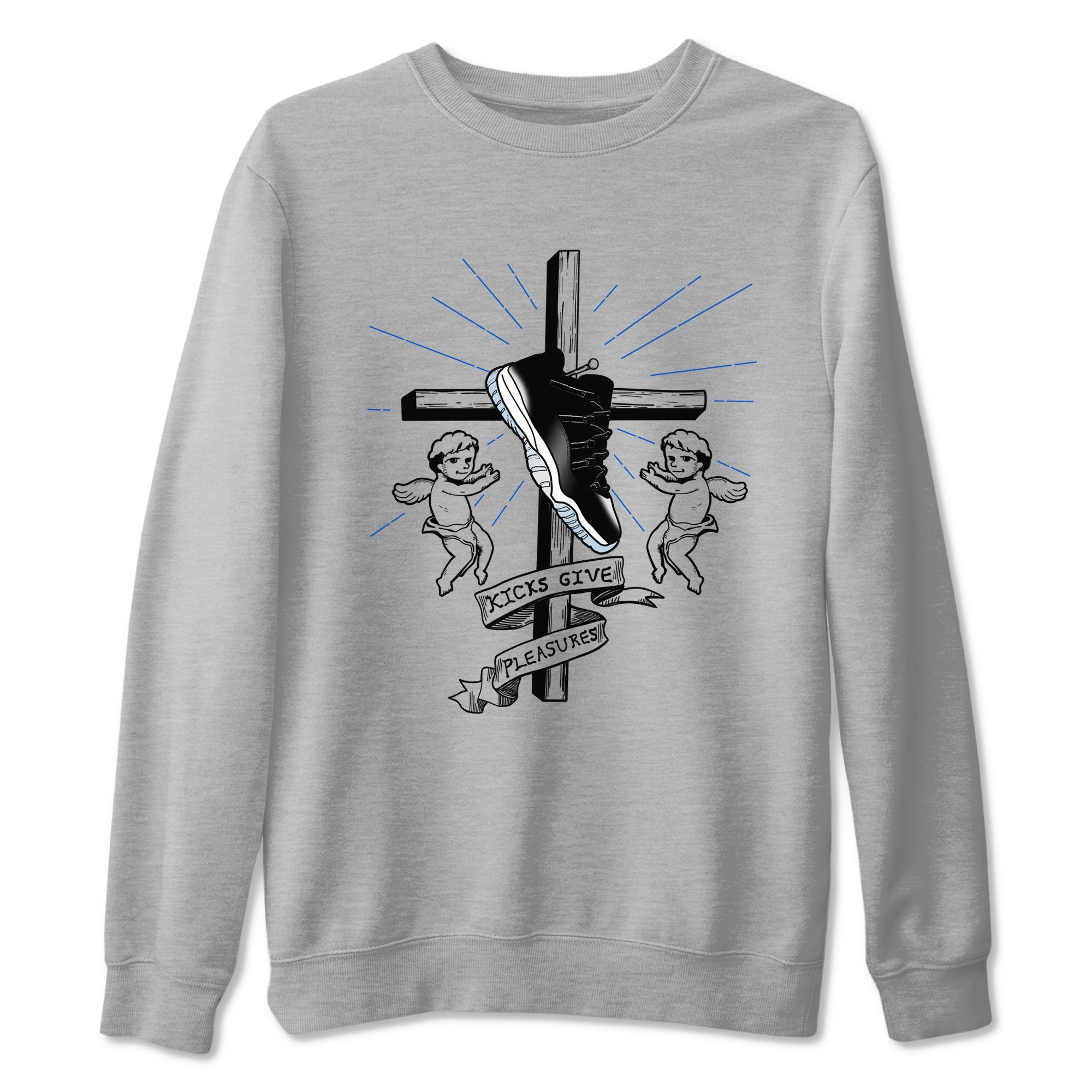 Kicks Give Pleasures snkmatch Tees - Air Jordan 11 Black and Varsity Royal