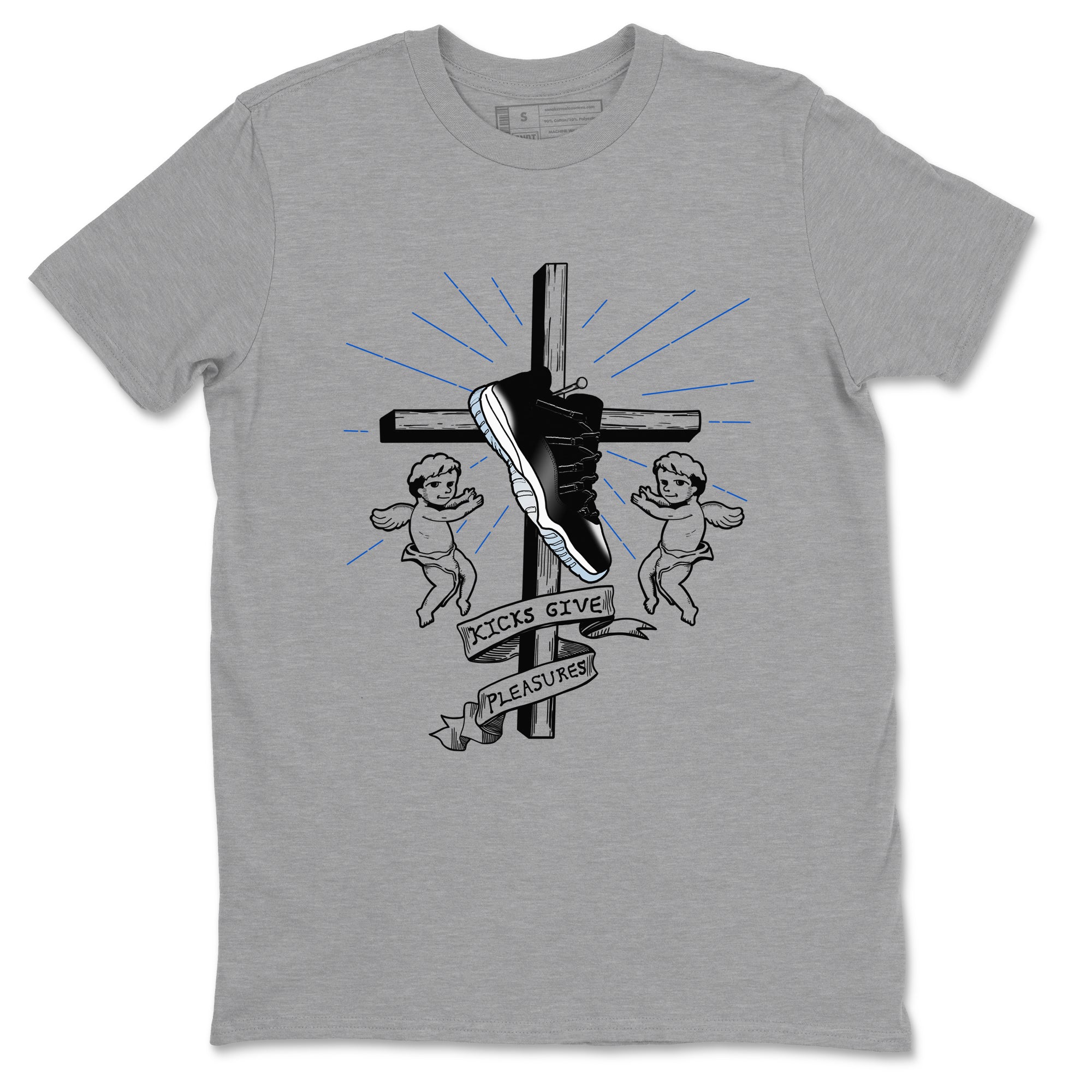 Kicks Give Pleasures snkmatch Tees - Air Jordan 11 Black and Varsity Royal