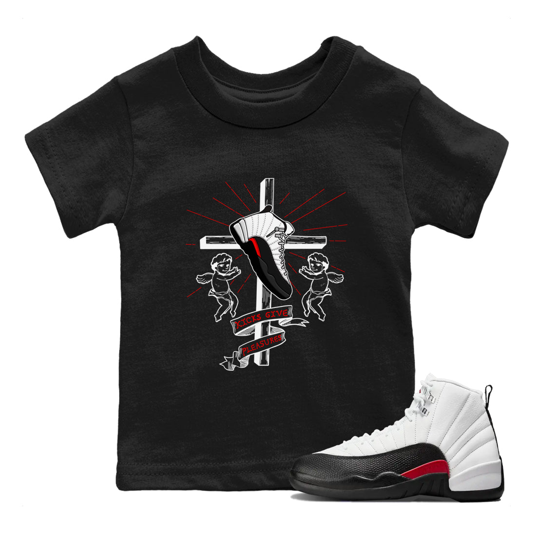 Kicks Give Pleasures snkmatch Tees Kids - Air Jordan 12 Taxi Flip