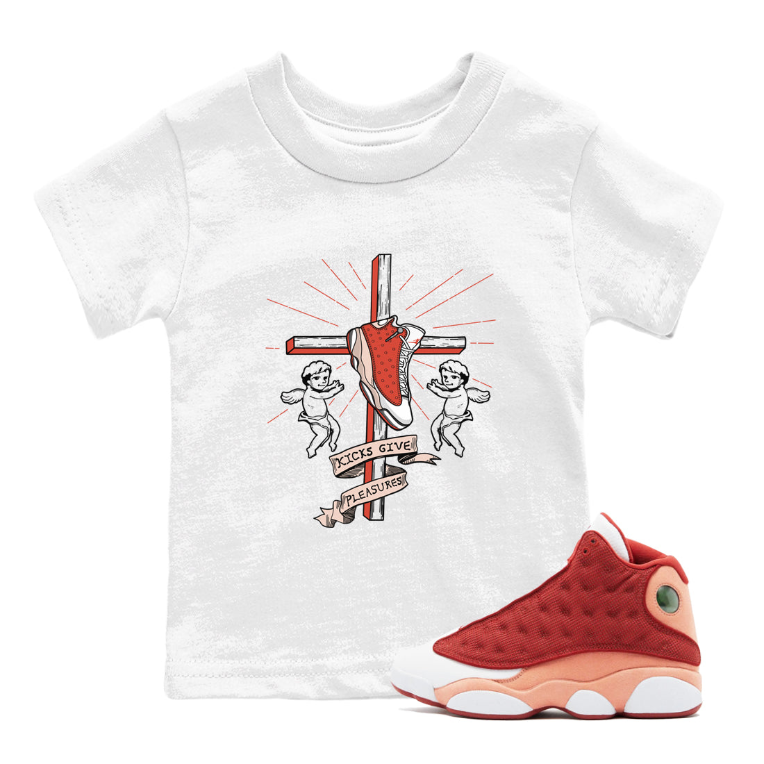 Kicks Give Pleasures snkmatch Tees Kids - Air Jordan 13 Dune Red