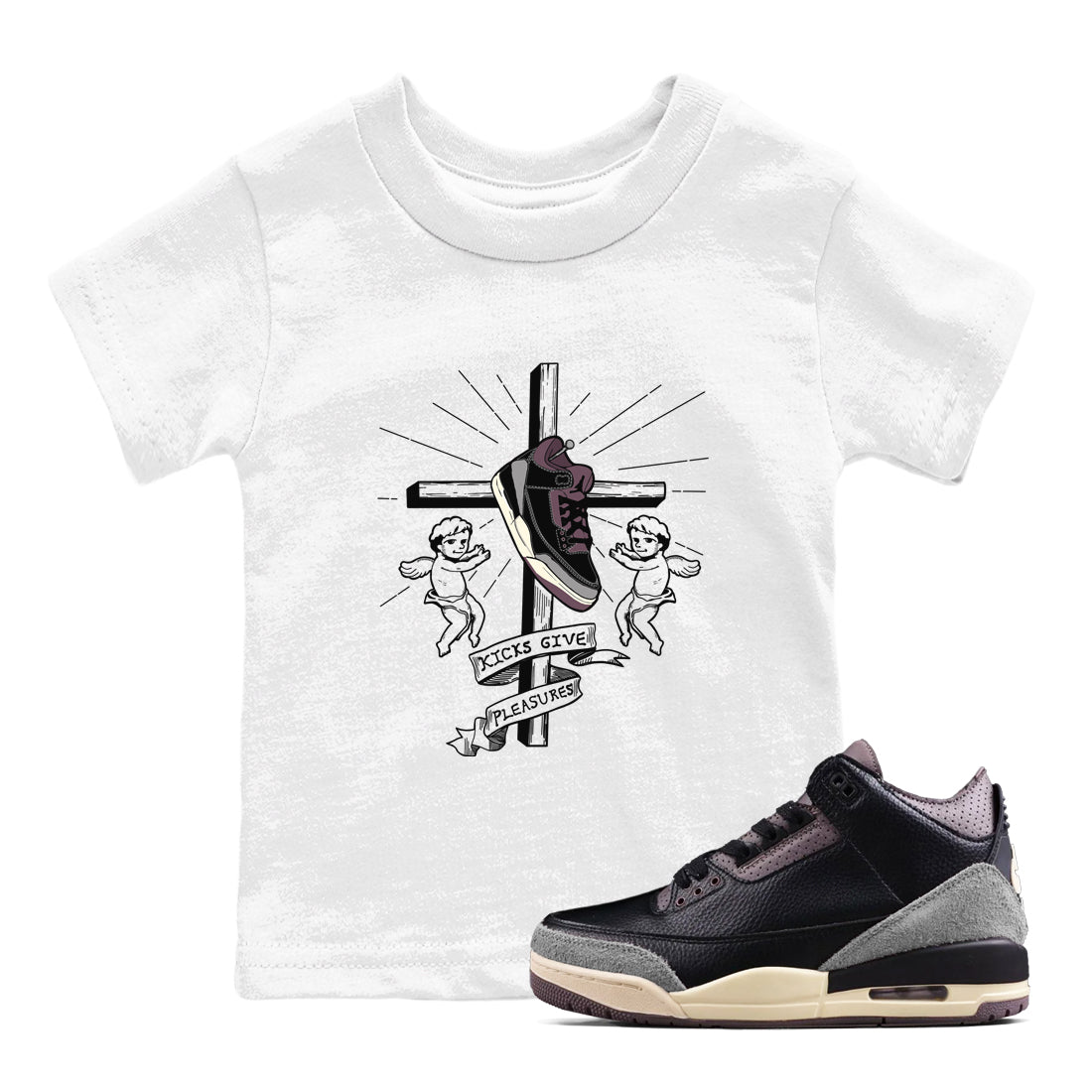 Kicks Give Pleasures snkmatch Tees Kids - Air Jordan 3 A Ma Maniere x Black