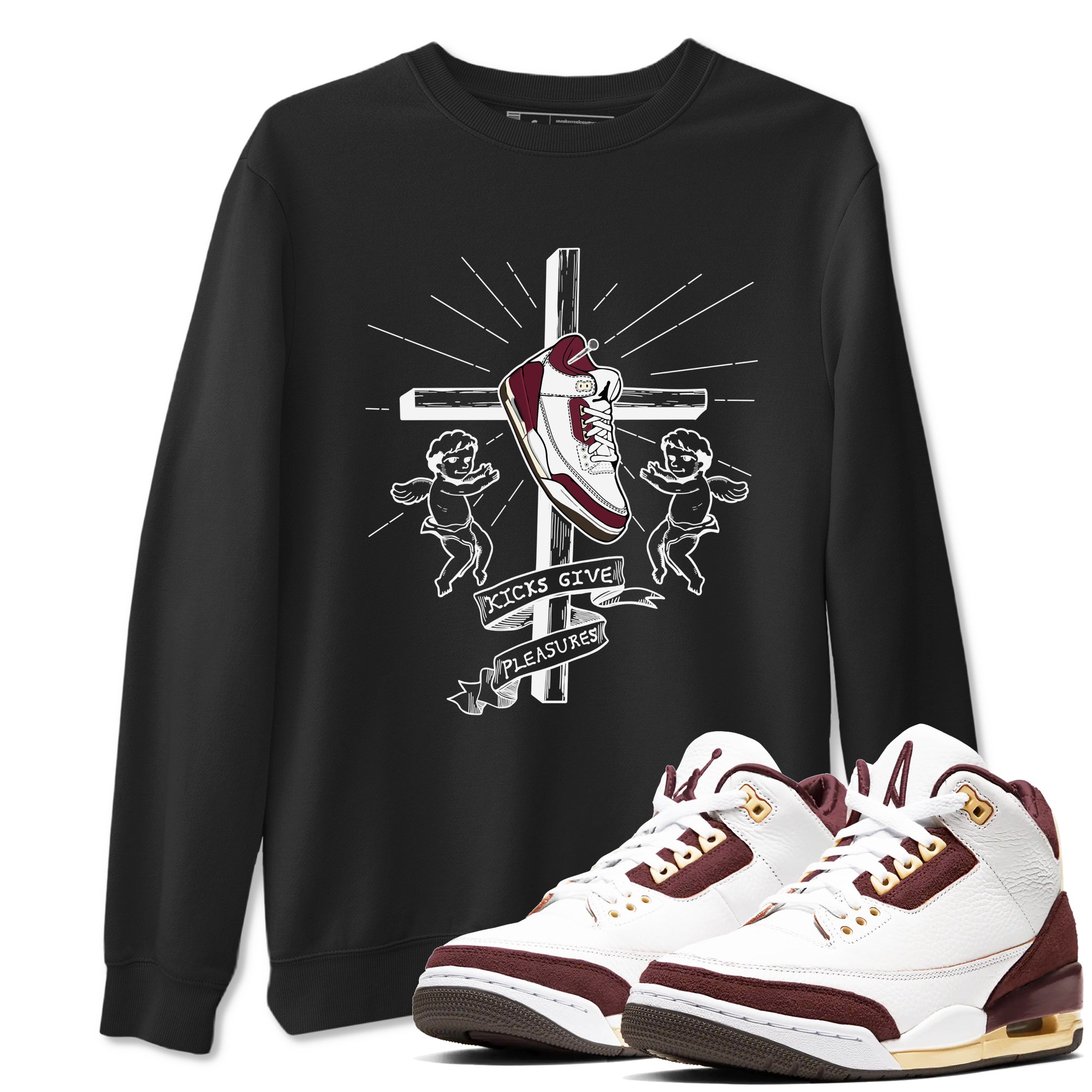 Kicks Give Pleasures snkmatch Tees - Air Jordan 3 A Ma Maniere x Burgundy Crush