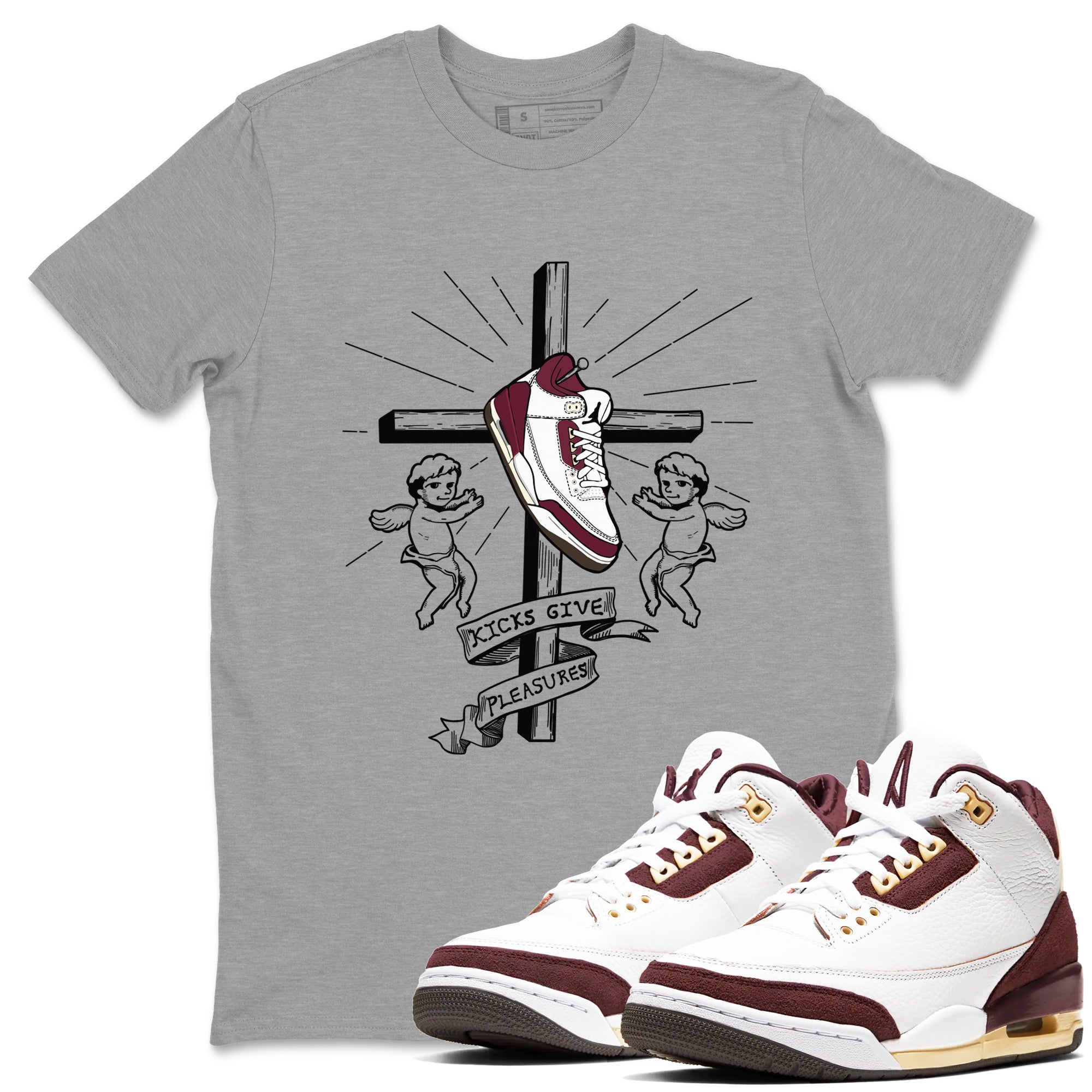 Kicks Give Pleasures snkmatch Tees - Air Jordan 3 A Ma Maniere x Burgundy Crush