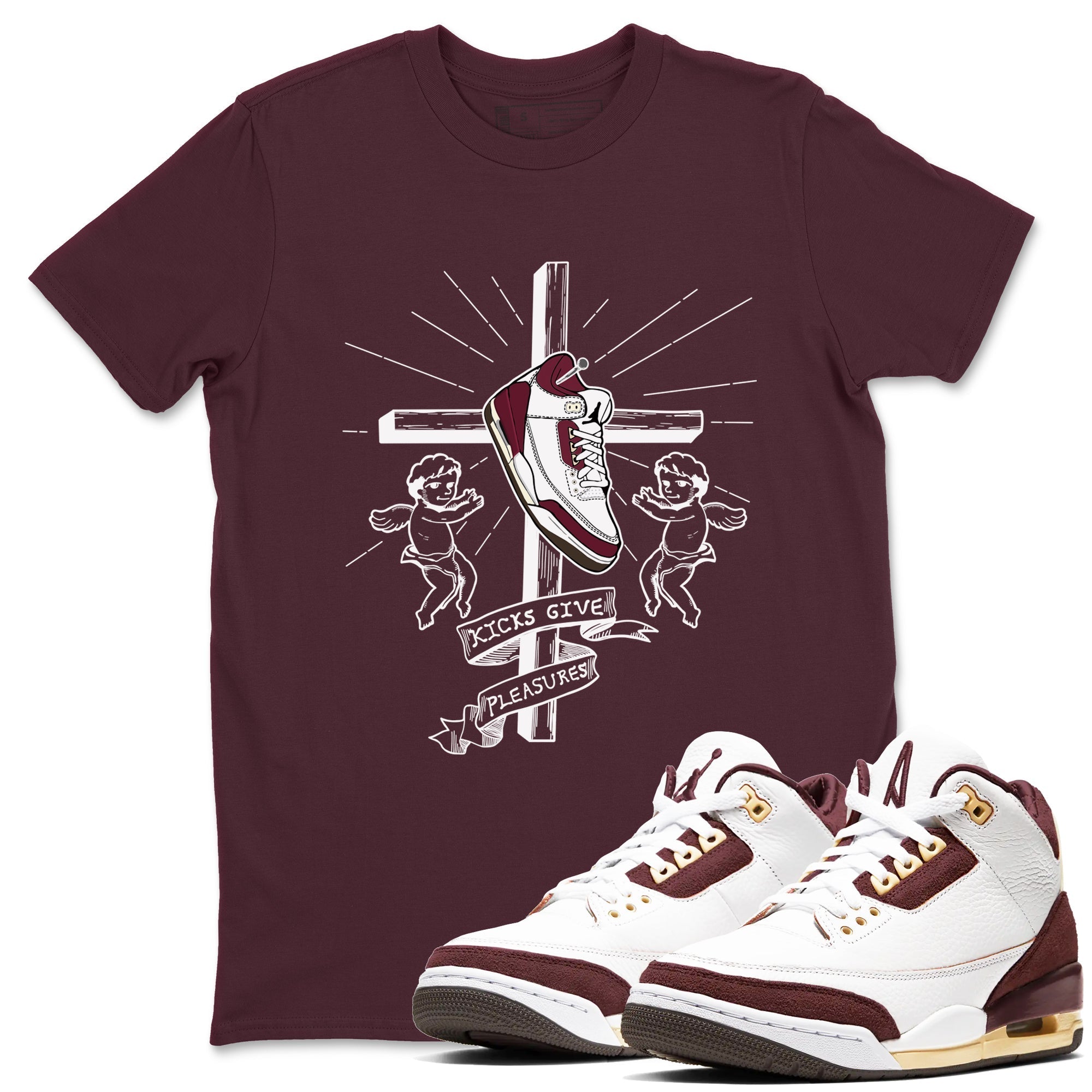 Kicks Give Pleasures snkmatch Tees - Air Jordan 3 A Ma Maniere x Burgundy Crush