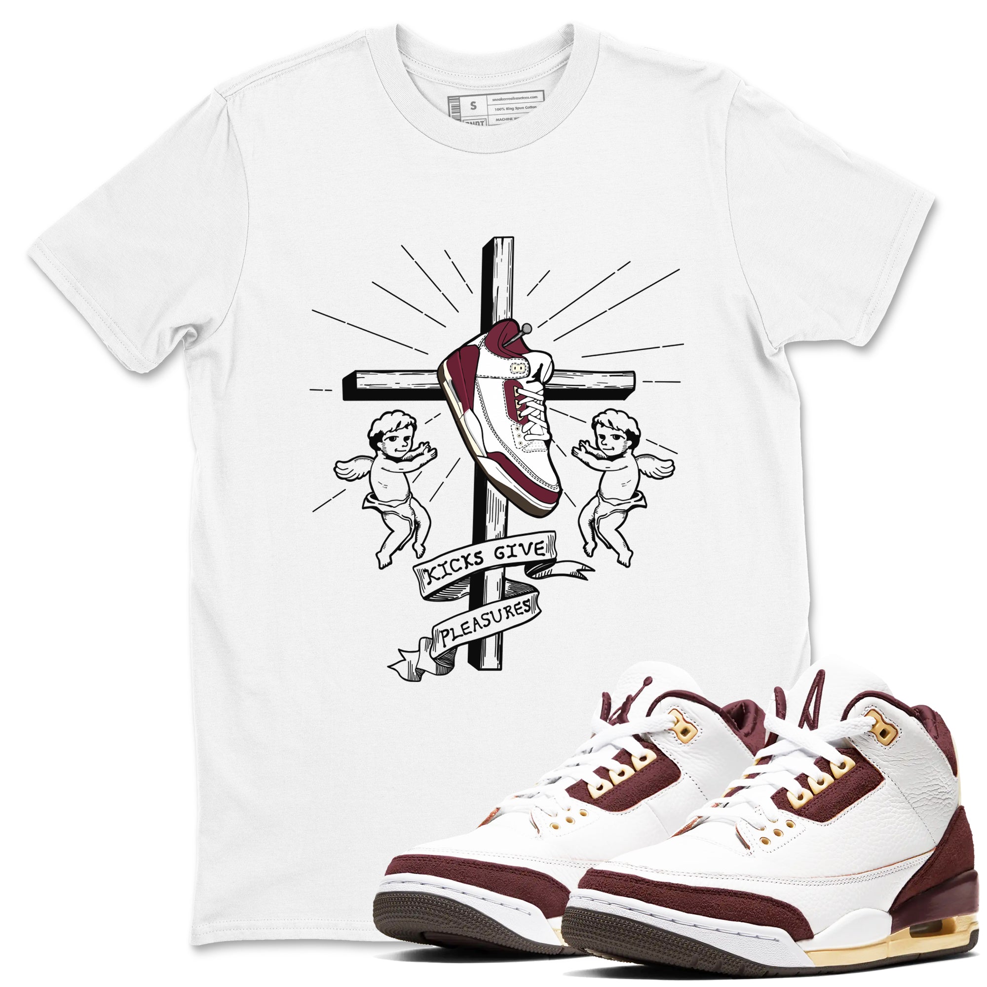 Kicks Give Pleasures snkmatch Tees - Air Jordan 3 A Ma Maniere x Burgundy Crush