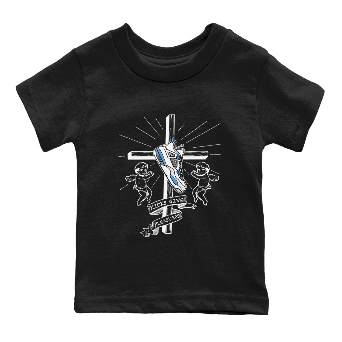 Kicks Give Pleasures snkmatch Tees Kids - Air Jordan 4 Military Blue