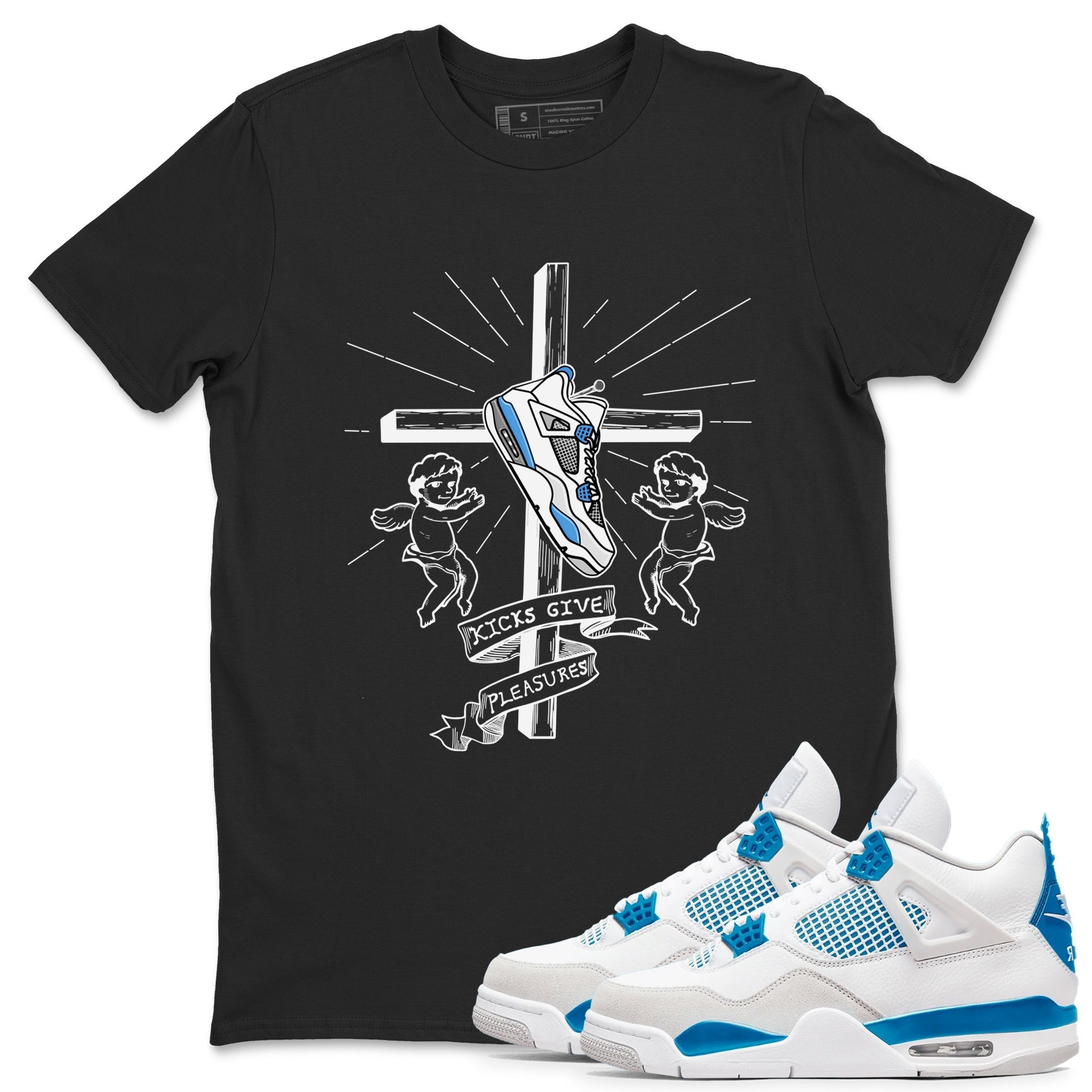Kicks Give Pleasures snkmatch Tees - Air Jordan 4 Military Blue