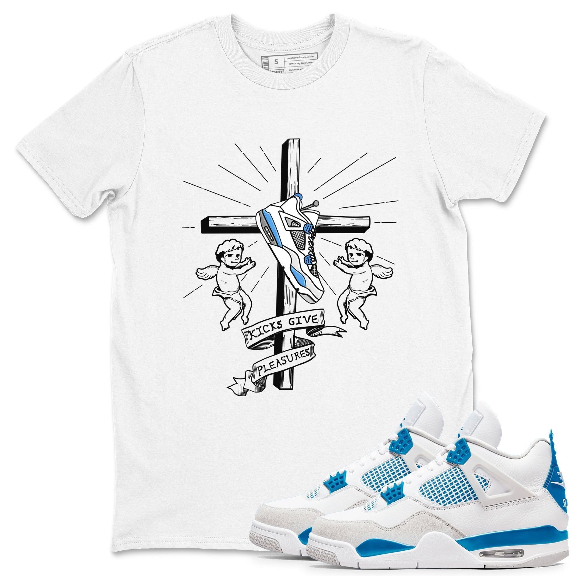Kicks Give Pleasures snkmatch Tees - Air Jordan 4 Military Blue