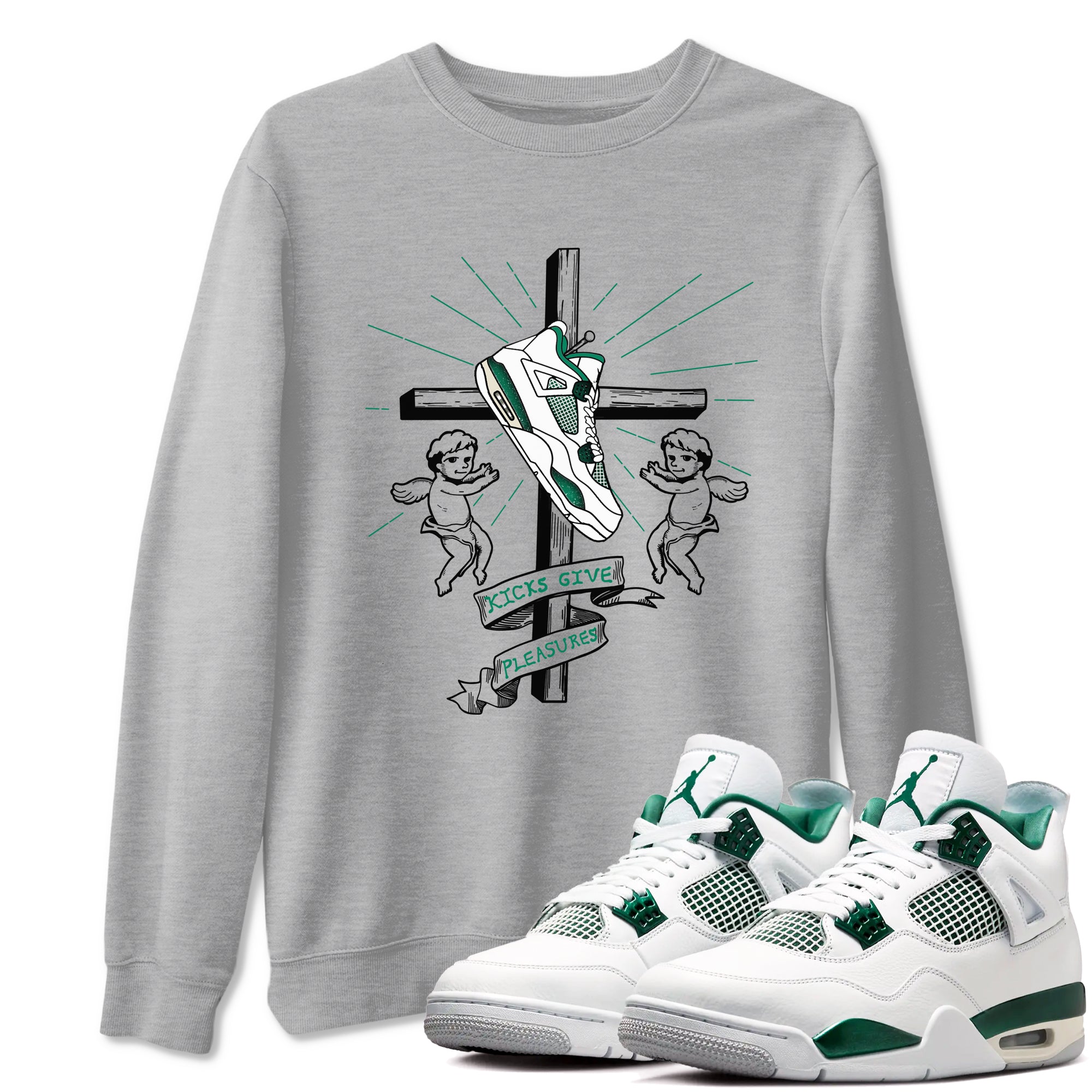 Kicks Give Pleasures snkmatch Tees - Air Jordan 4 Oxidized Green