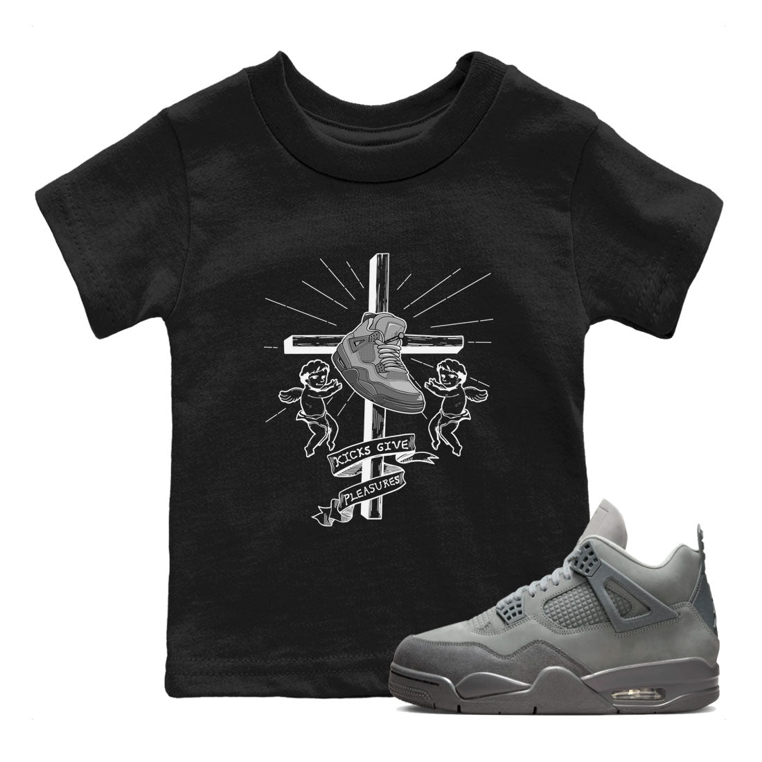 Kicks Give Pleasures snkmatch Tees Kids - Air Jordan 4 Wet Cement