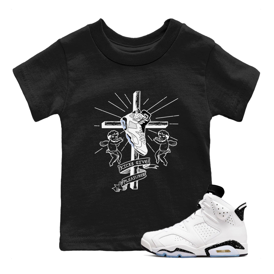 Kicks Give Pleasures snkmatch Tees Kids - Air Jordan 6 White Black