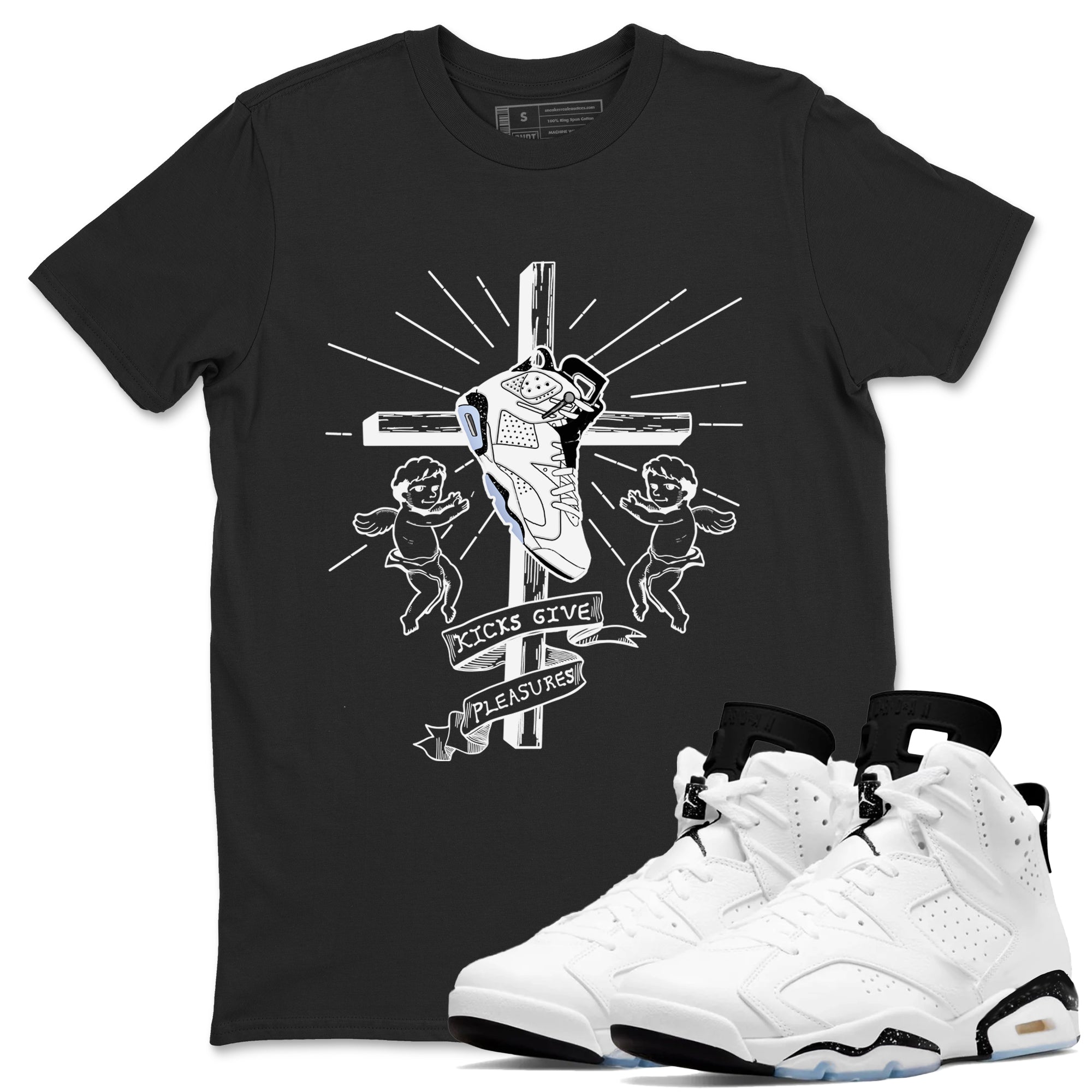 Kicks Give Pleasures snkmatch Tees - Air Jordan 6 White Black