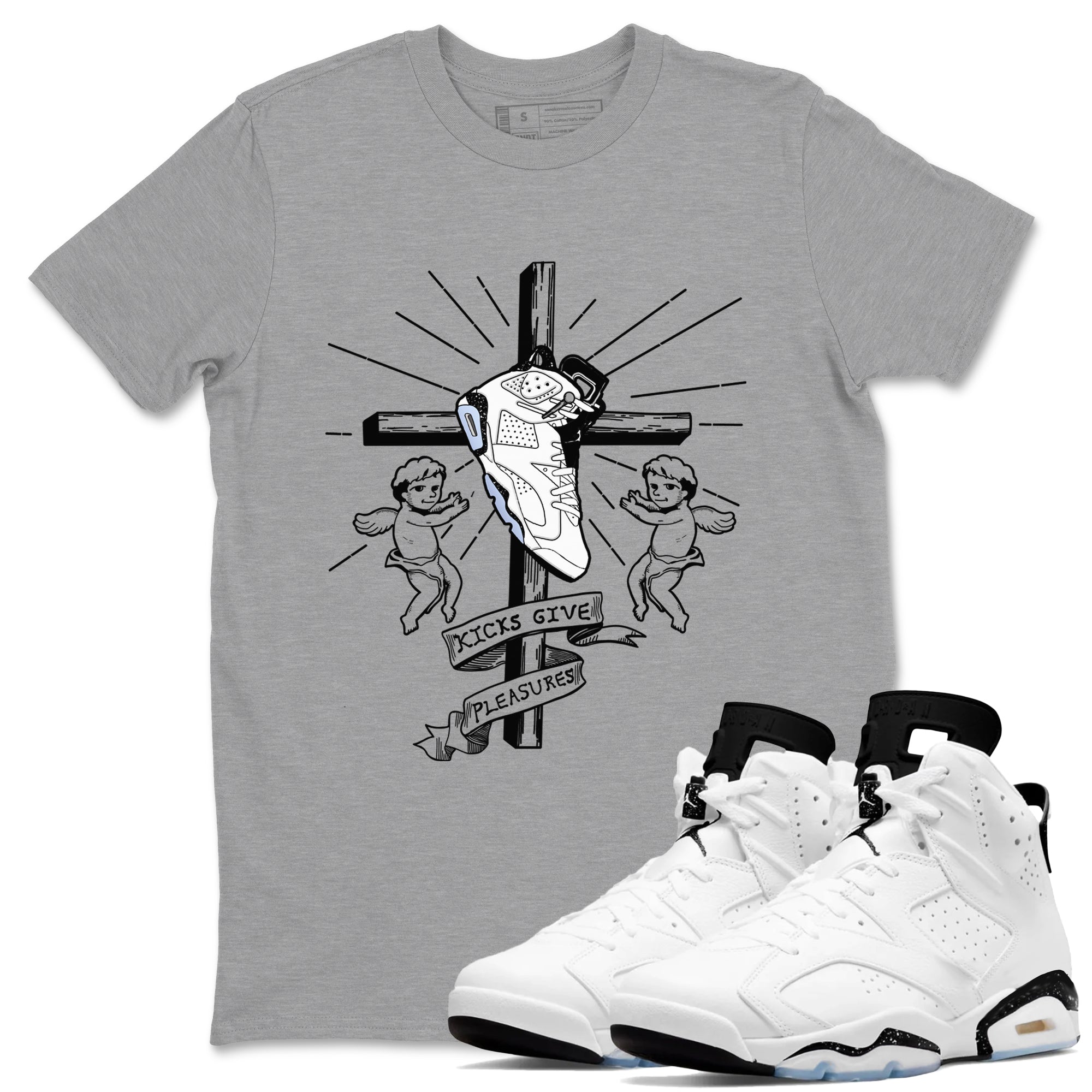 Kicks Give Pleasures snkmatch Tees - Air Jordan 6 White Black