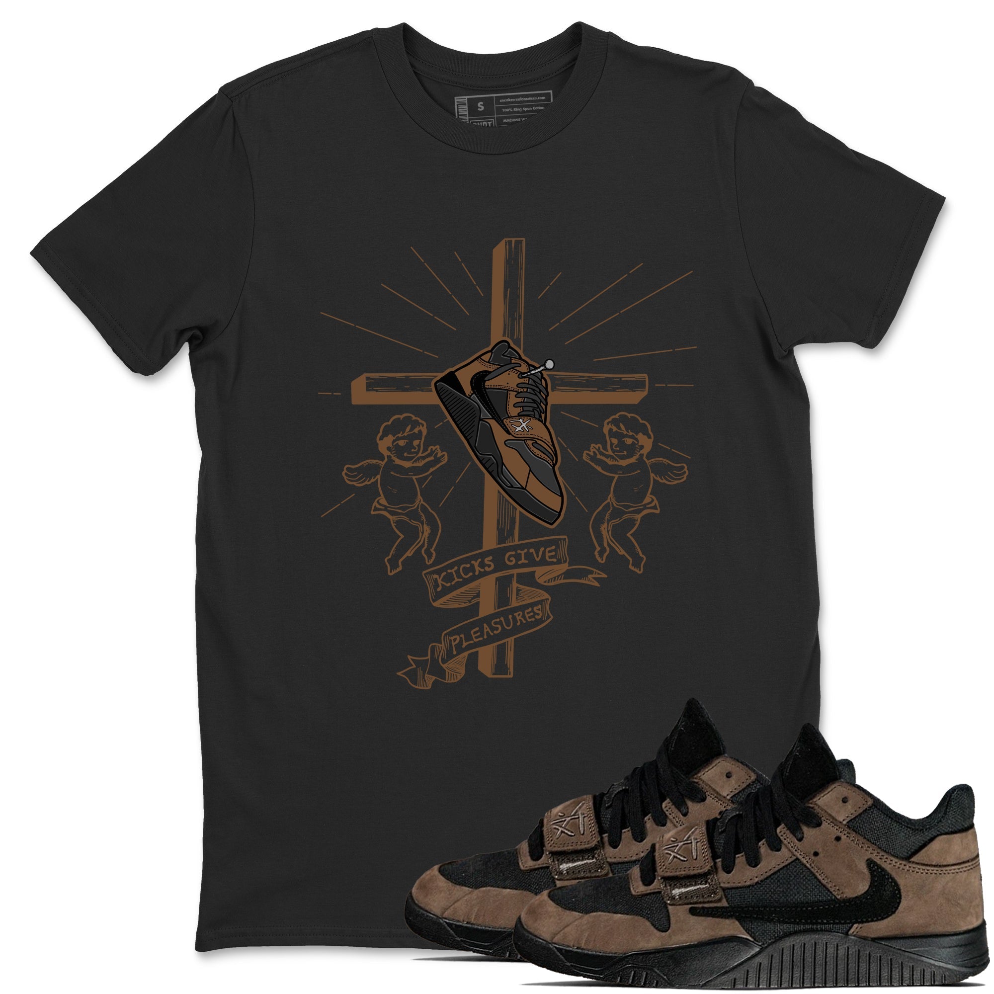 Kicks Give Pleasures snkmatch Tees - Jordan Jumpman Jack Travis Scott Dark Mocha