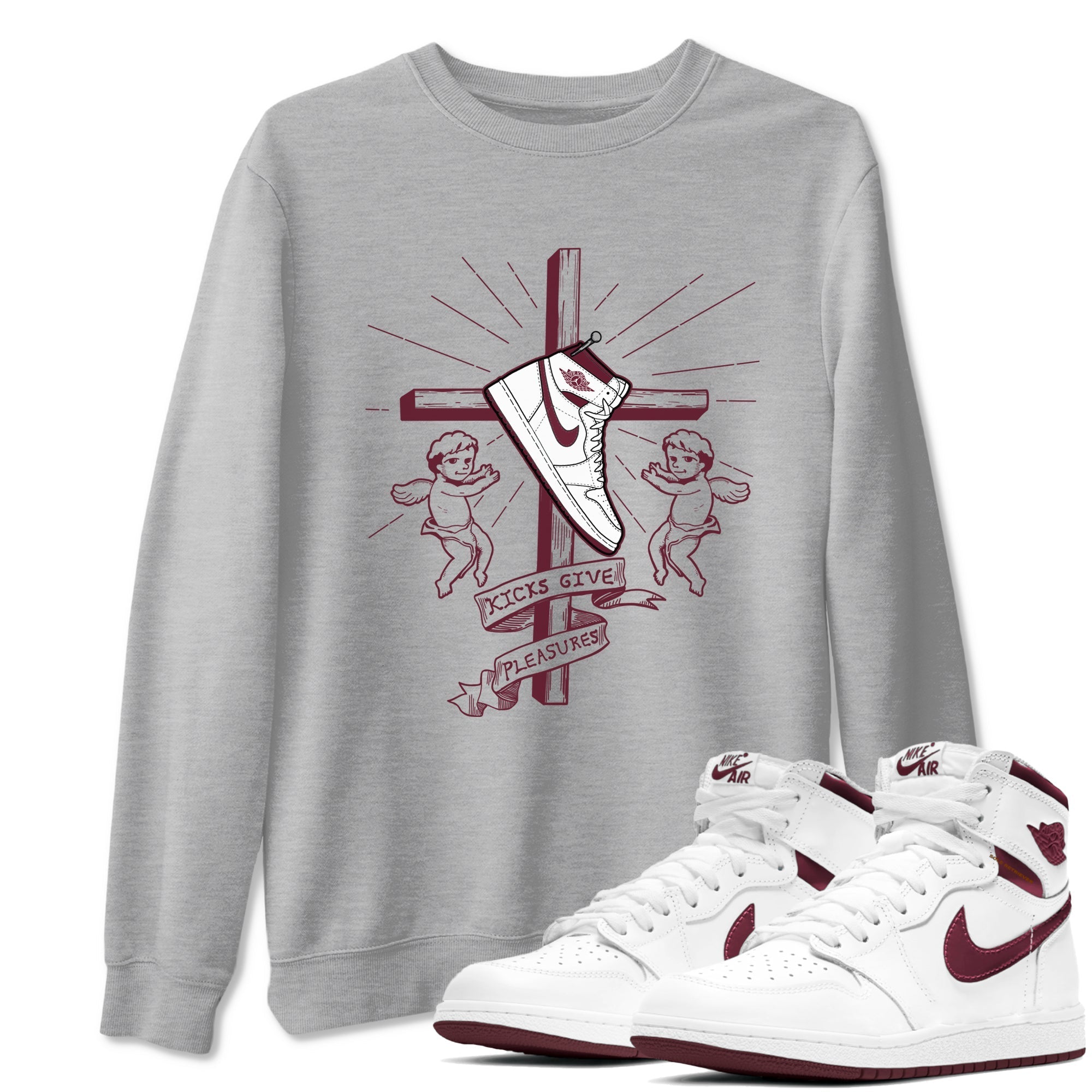 Kicks Give You Pleasures snkmatch Tees - Air Jordan 1 Metallic Burgundy