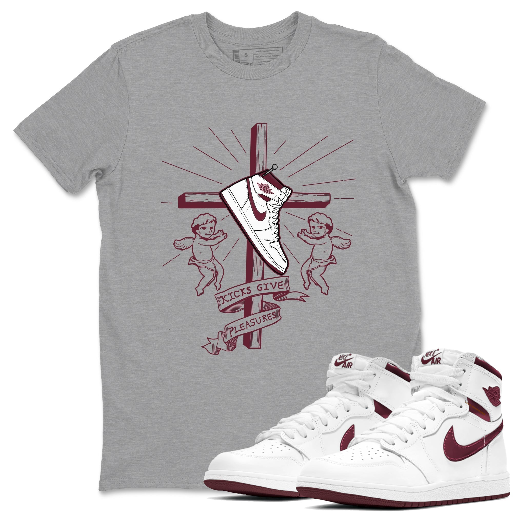 Kicks Give You Pleasures snkmatch Tees - Air Jordan 1 Metallic Burgundy