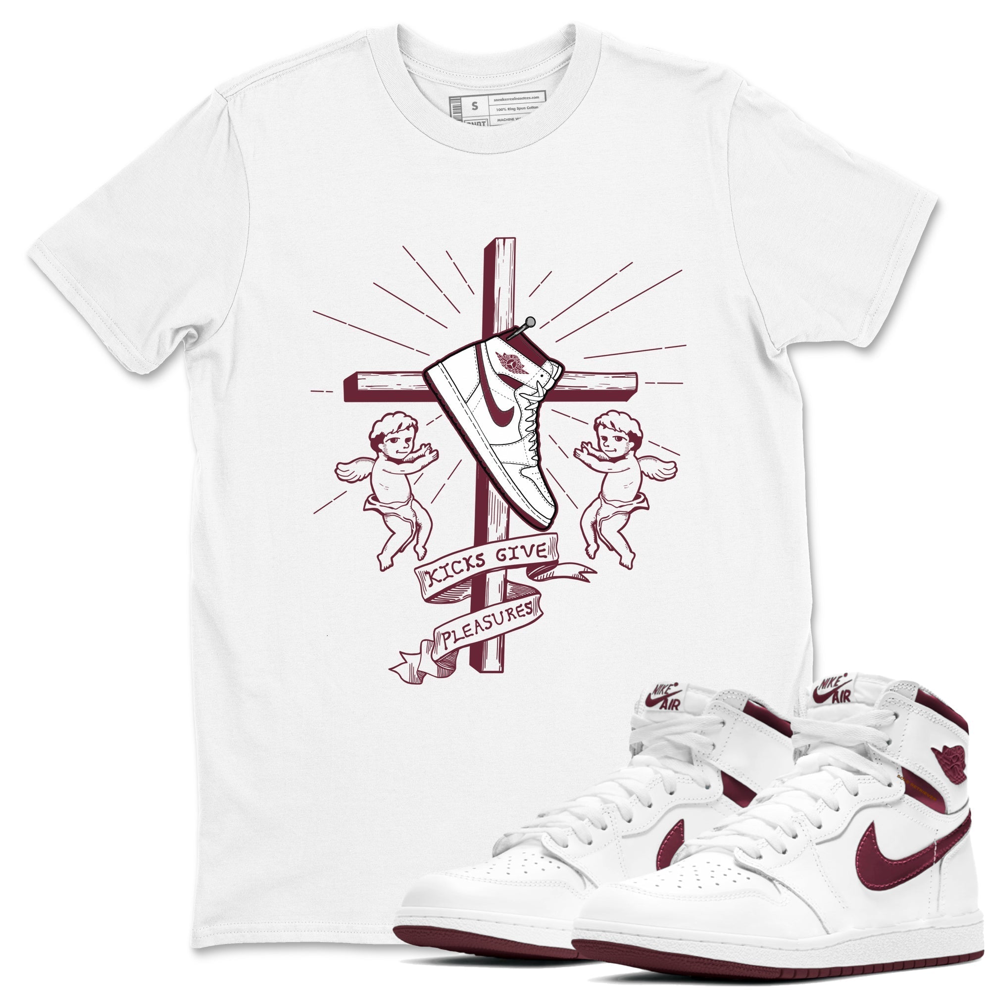 Kicks Give You Pleasures snkmatch Tees - Air Jordan 1 Metallic Burgundy