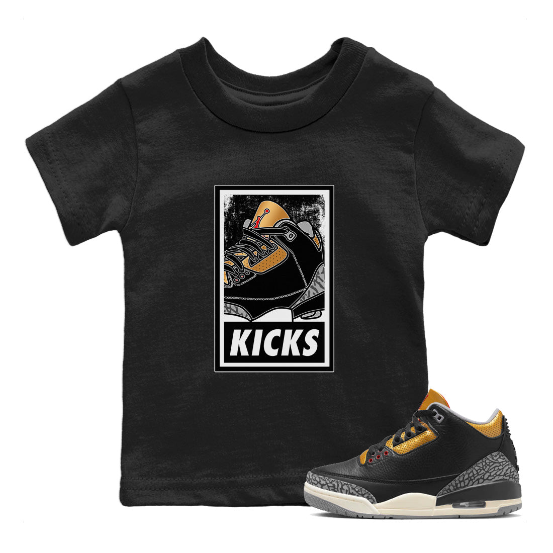 KICKS Kids Tops - Air Jordan 3 Black Gold
