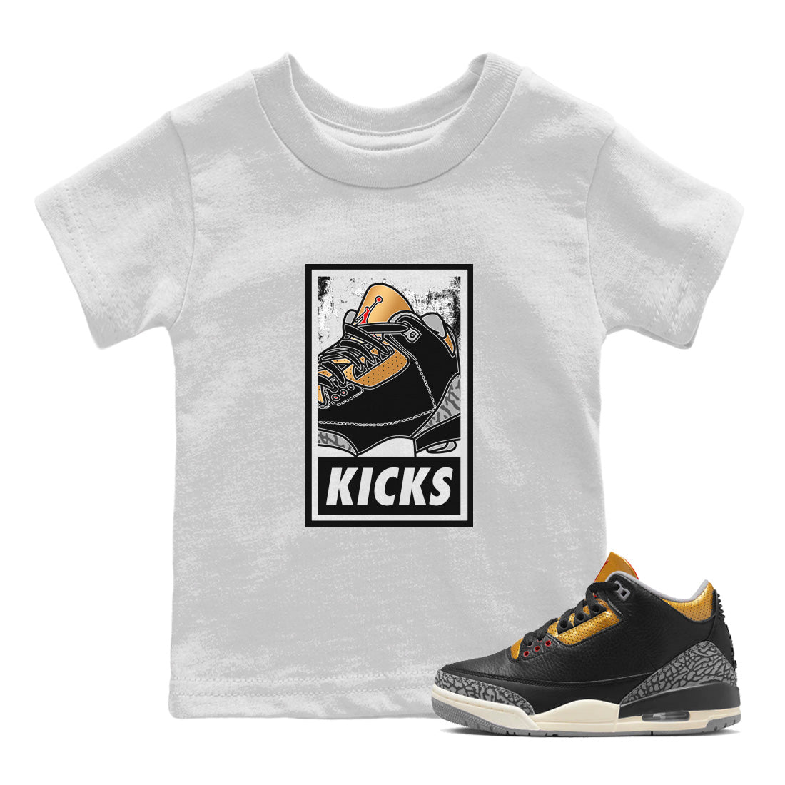 KICKS Kids Tops - Air Jordan 3 Black Gold