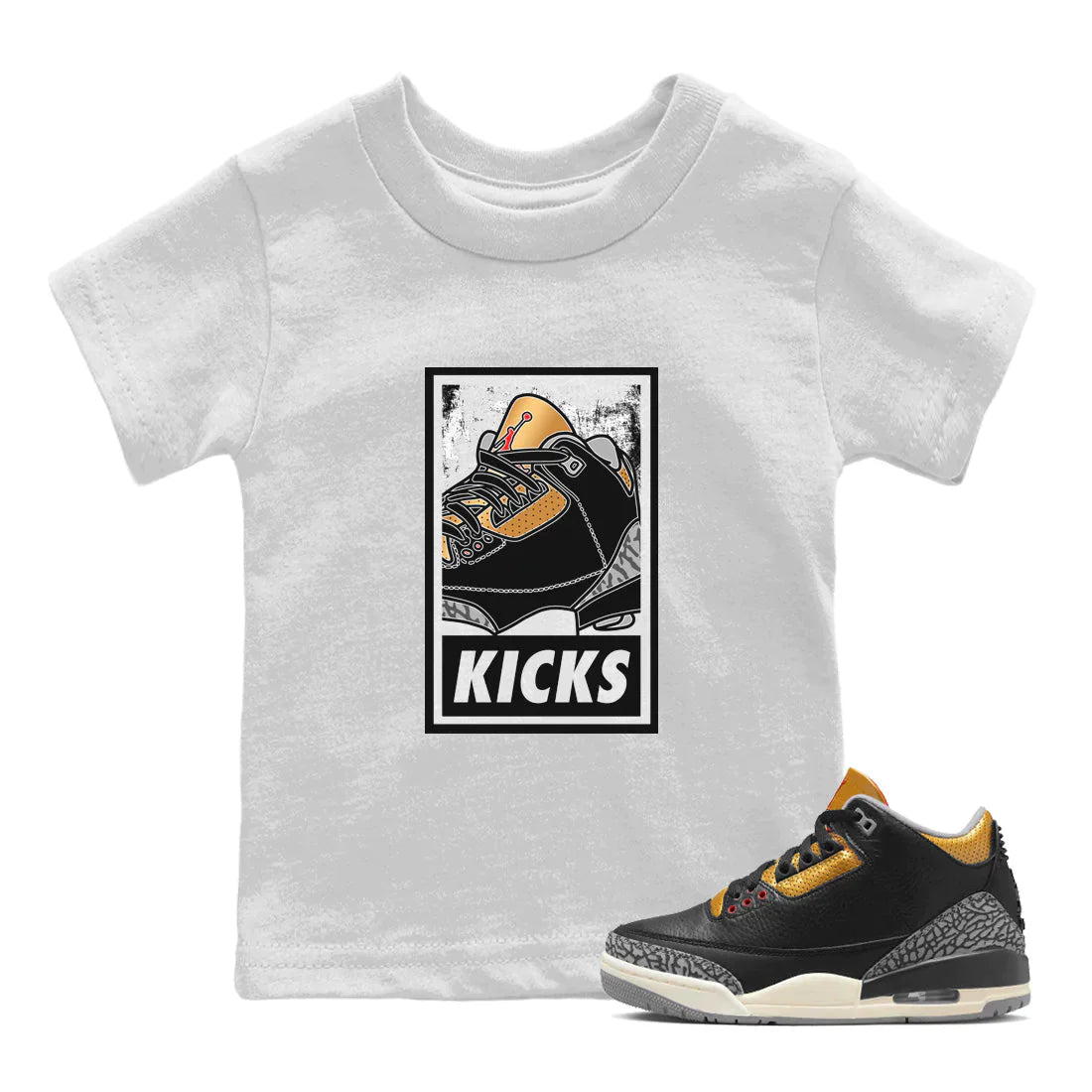 KICKS Kids Tops - Air Jordan 3 Black Gold