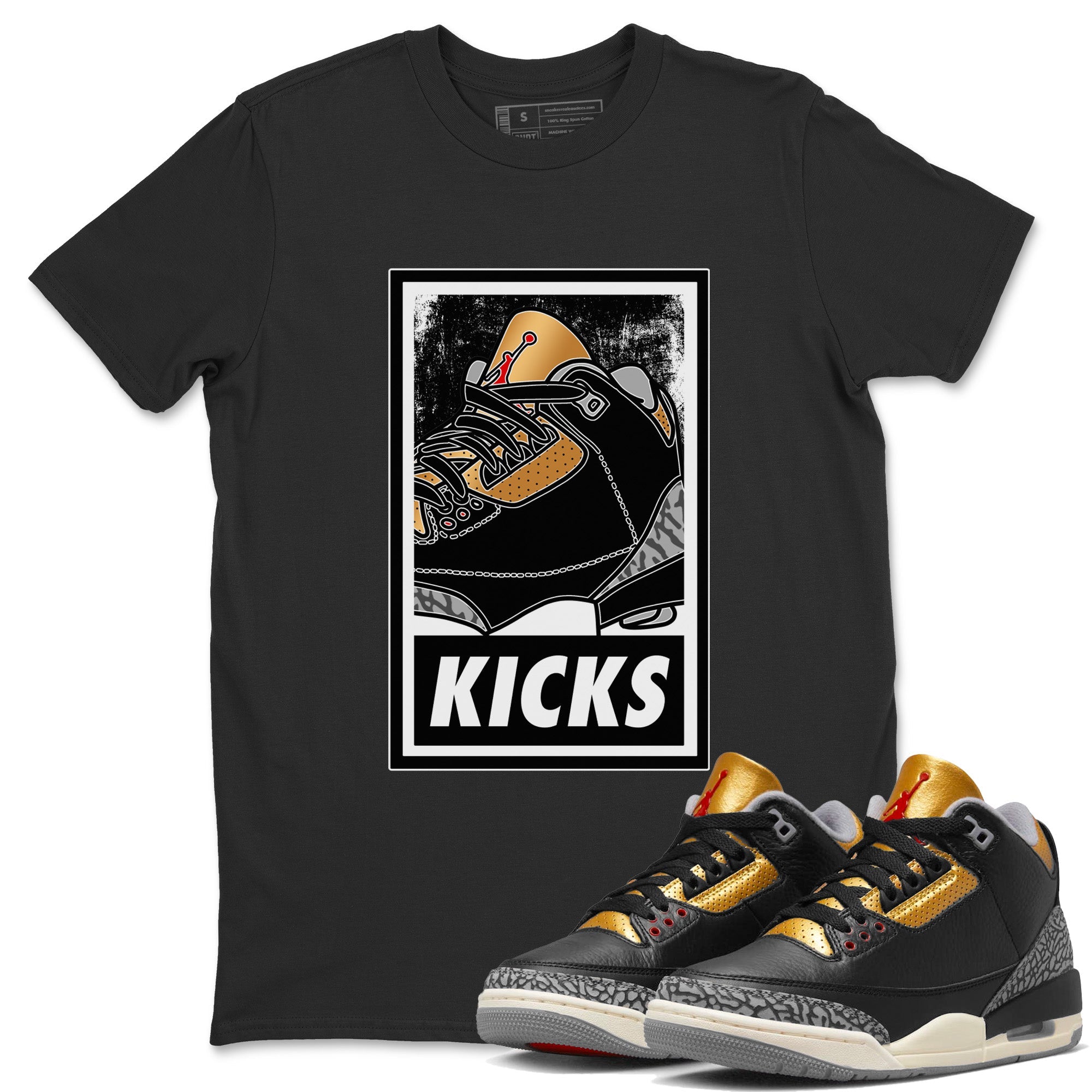 KICKS Unisex Tops - Air Jordan 3 Black Gold