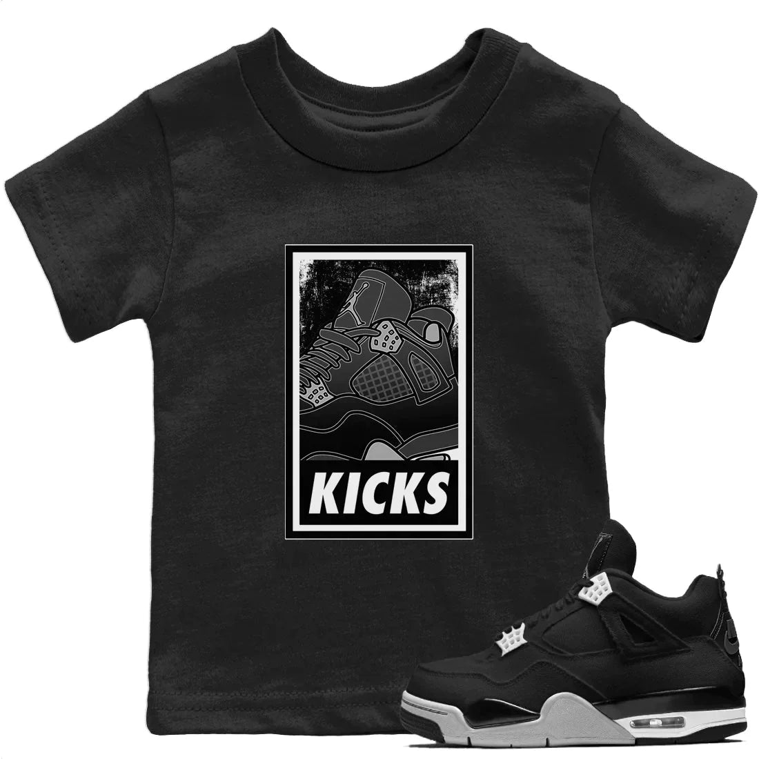 KICKS Kids Tops - Air Jordan 4 Black Canvas