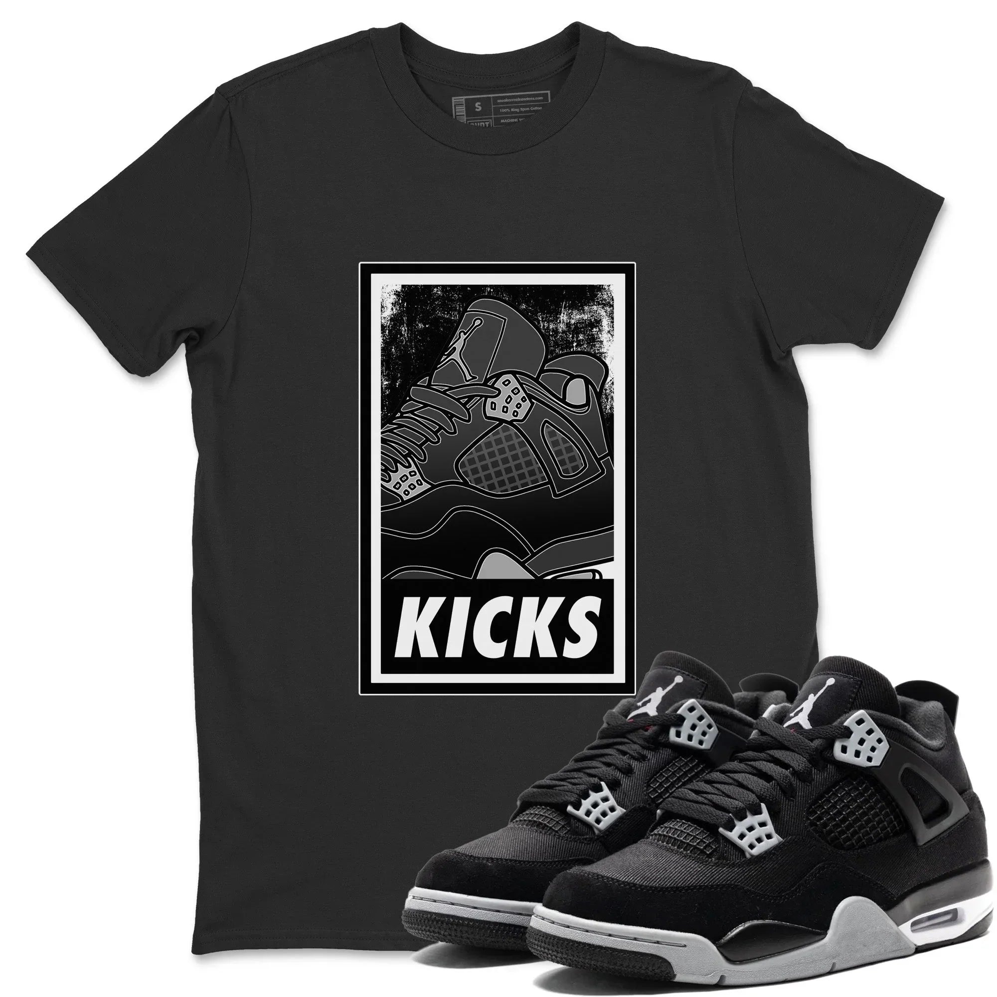 KICKS Unisex Tops - Air Jordan 4 Black Canvas