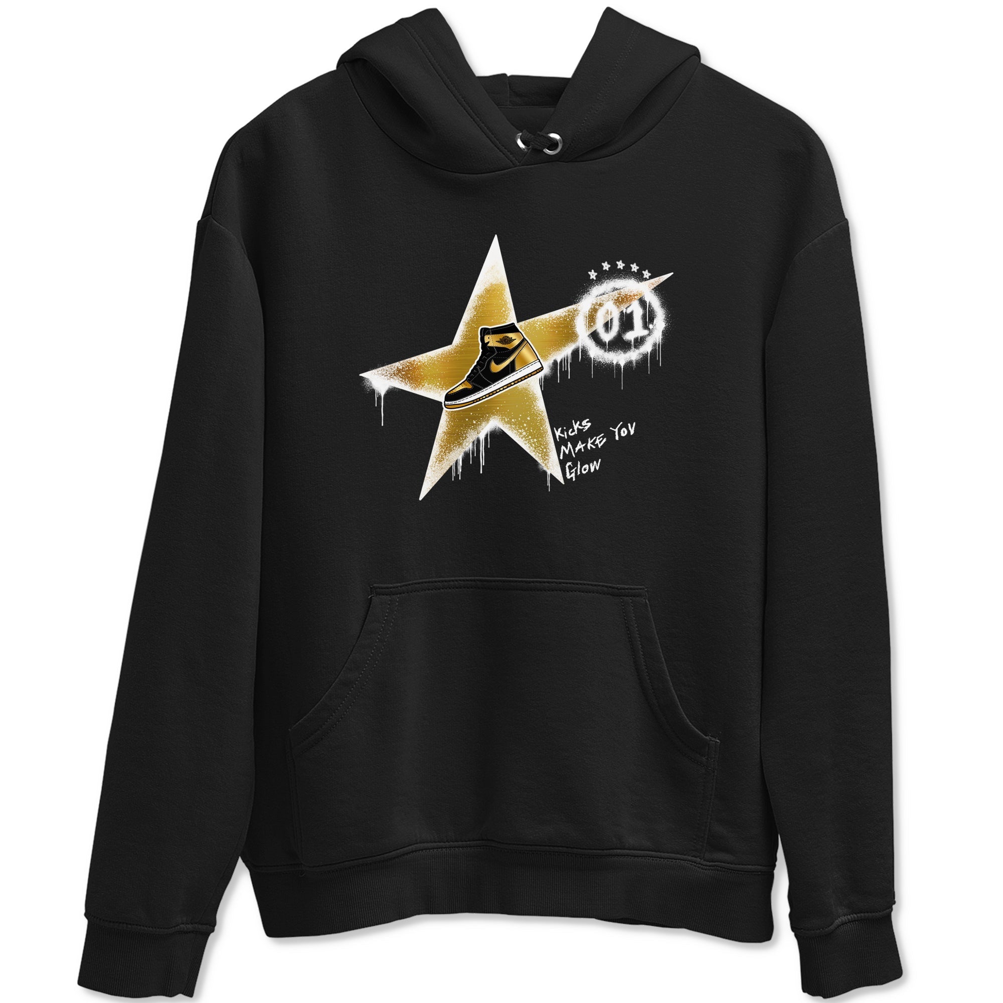 Kicks Make You Glow snkmatch Tees - Air Jordan 1 Black Metallic Gold