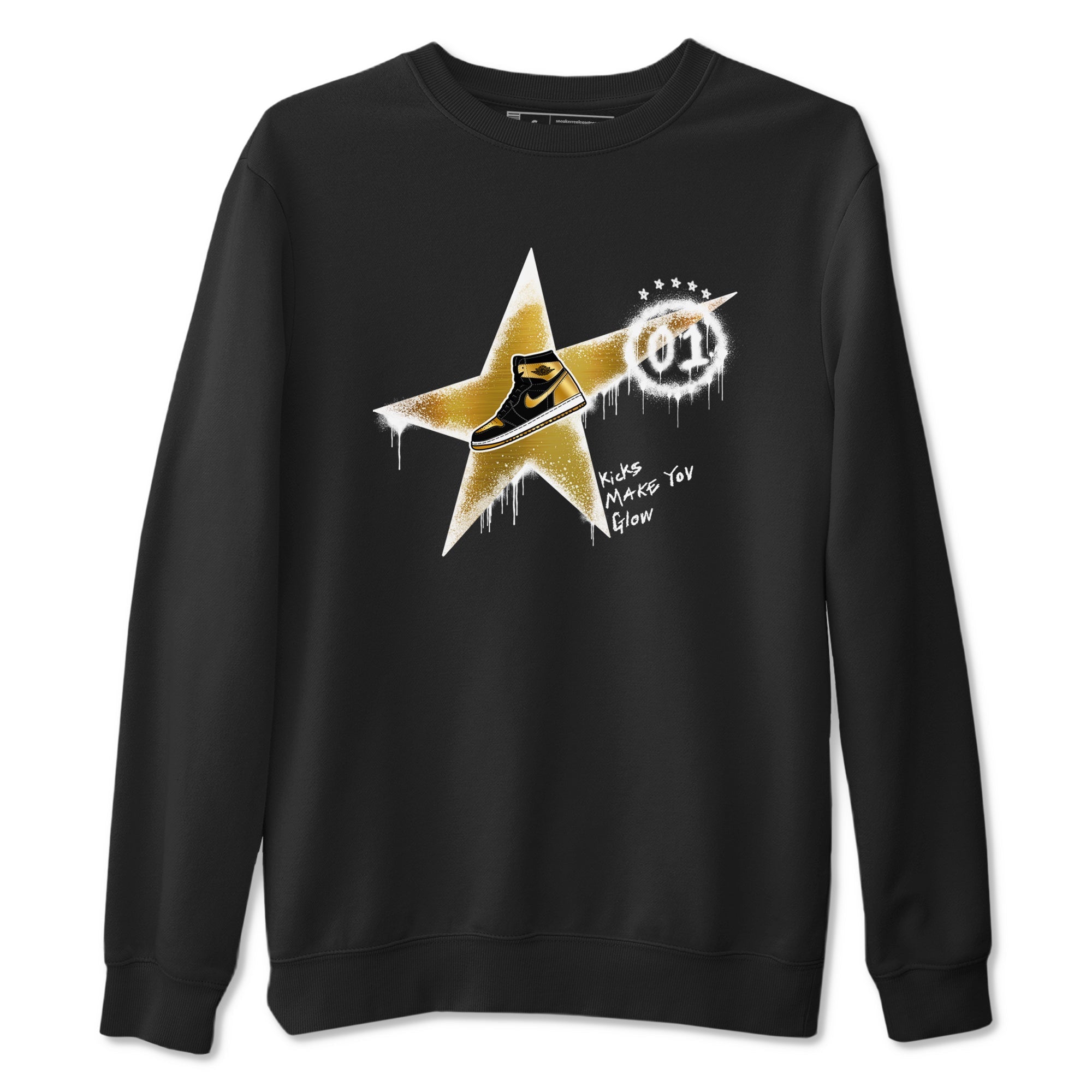 Kicks Make You Glow snkmatch Tees - Air Jordan 1 Black Metallic Gold