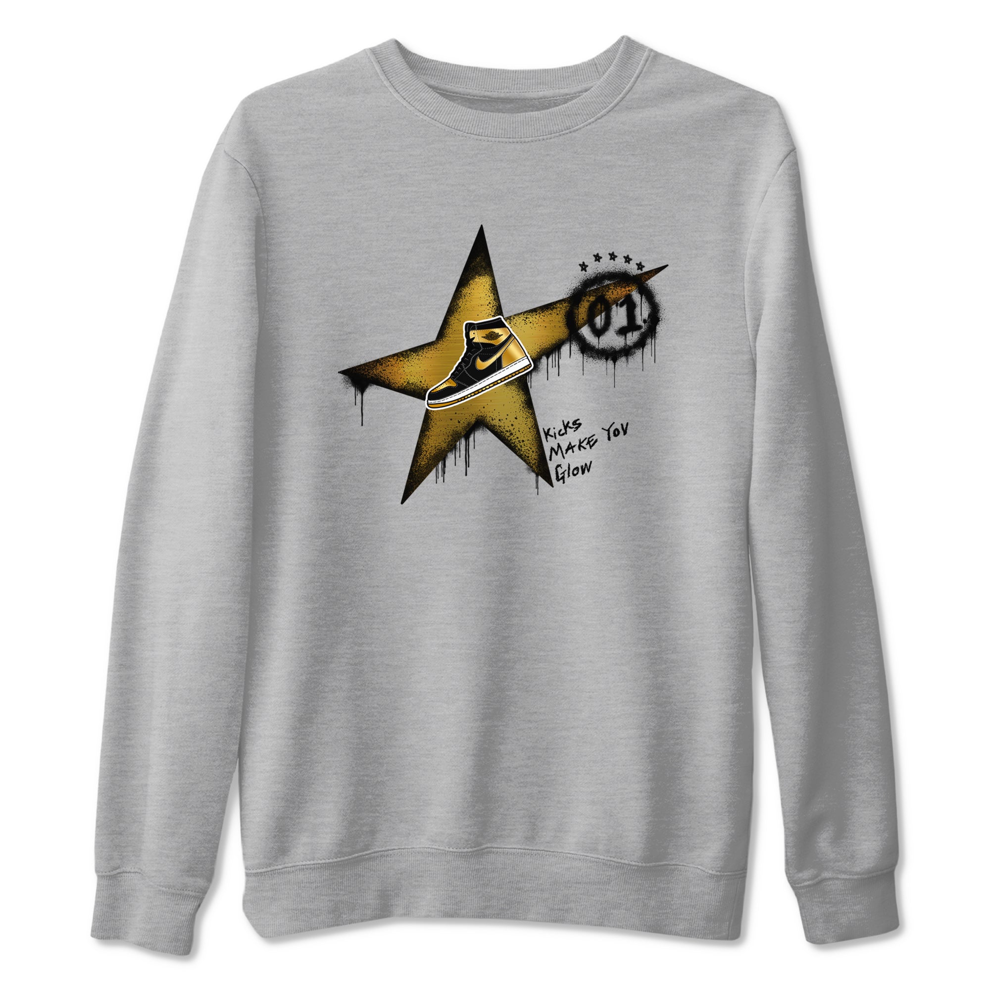 Kicks Make You Glow snkmatch Tees - Air Jordan 1 Black Metallic Gold