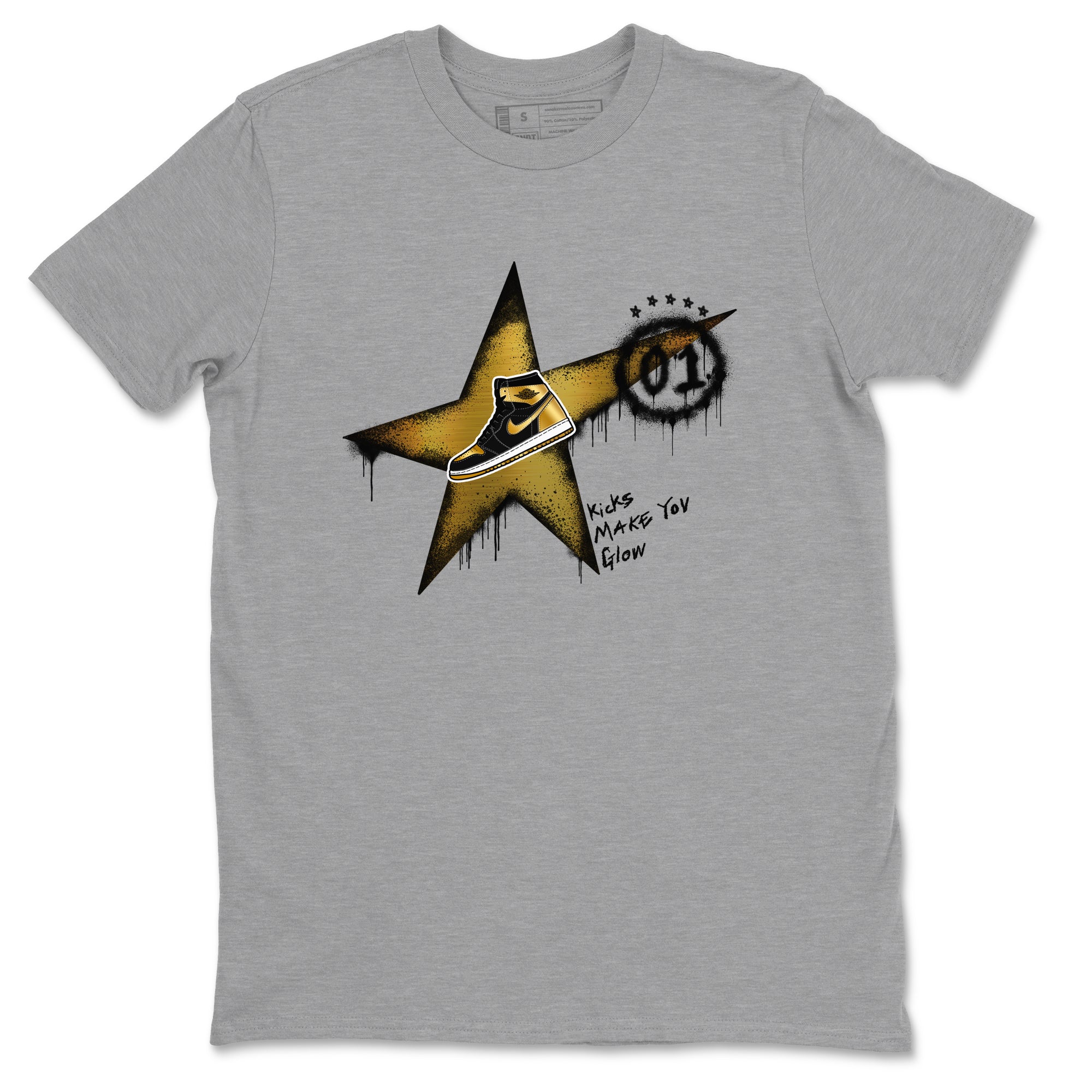 Kicks Make You Glow snkmatch Tees - Air Jordan 1 Black Metallic Gold