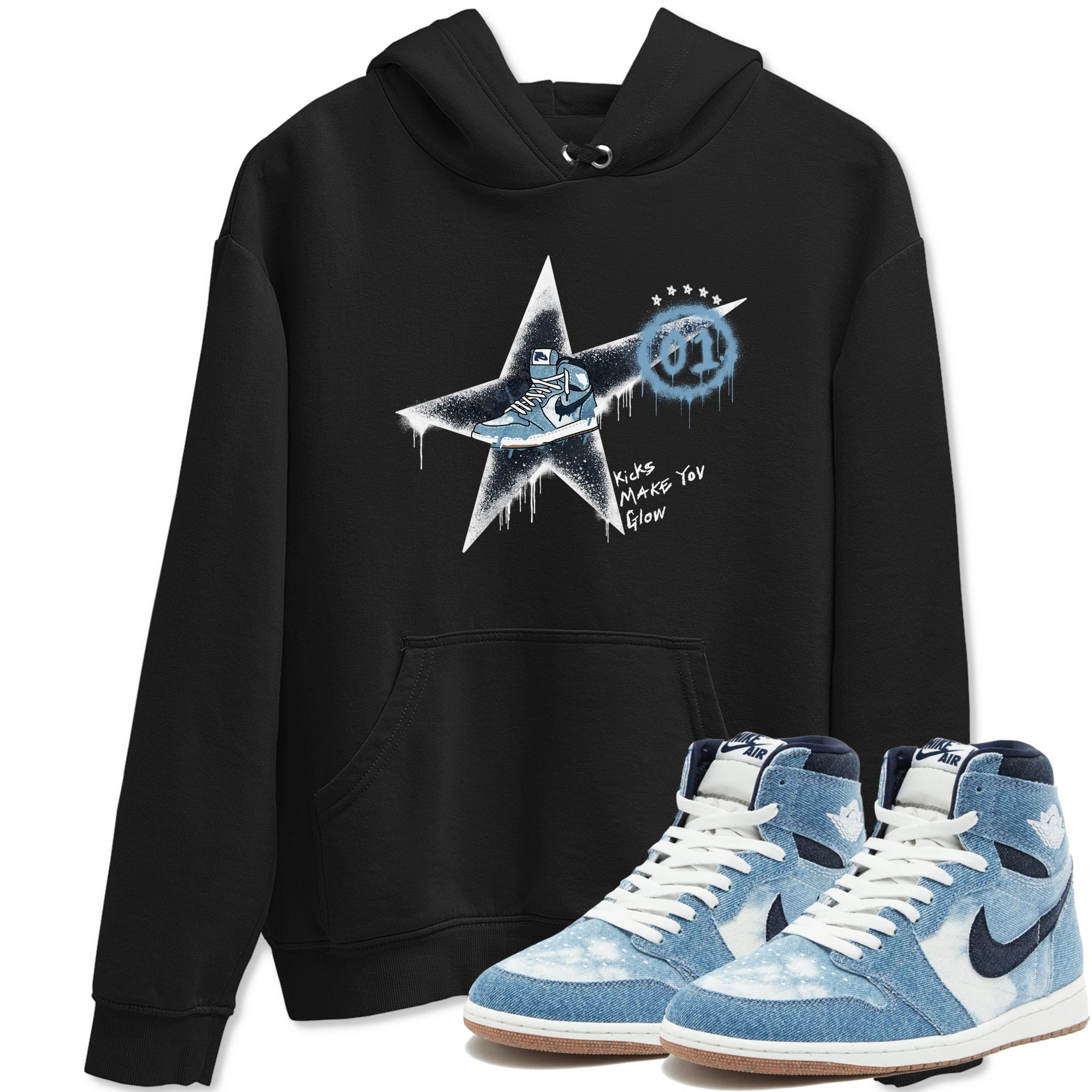 Kicks Make You Glow snkmatch Tees - Air Jordan 1 Denim 2024