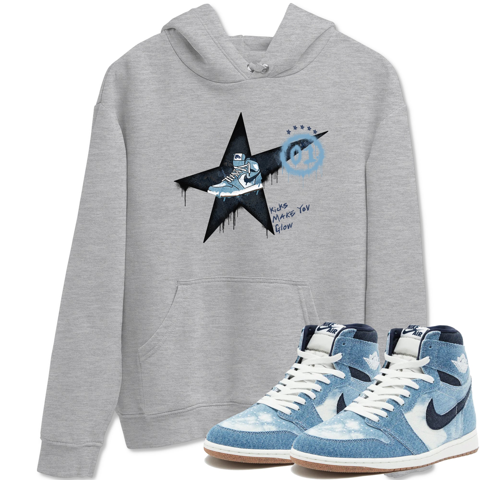 Kicks Make You Glow snkmatch Tees - Air Jordan 1 Denim 2024