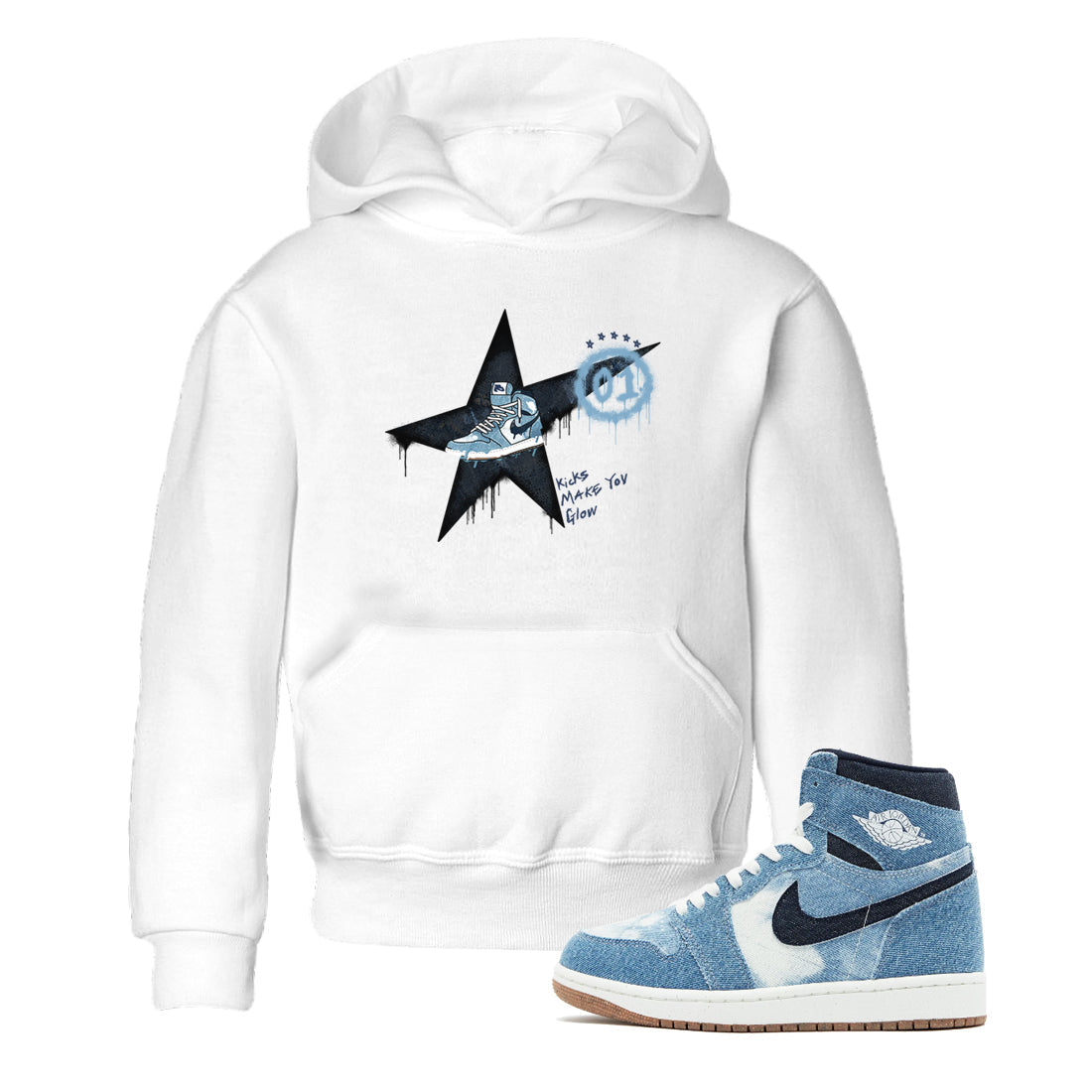 Kicks Make You Glow snkmatch Tees Kids - Air Jordan 1 Denim 2024
