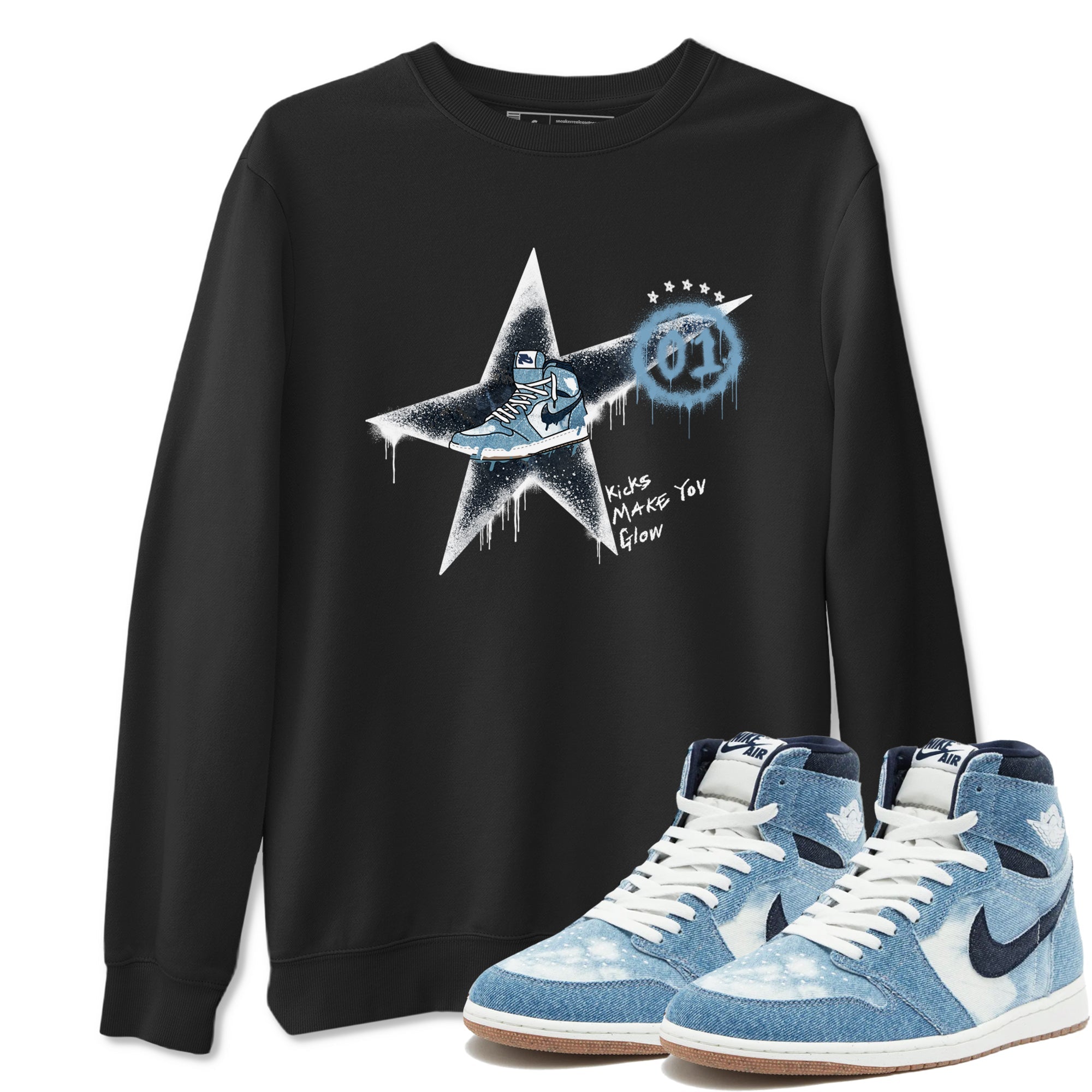 Kicks Make You Glow snkmatch Tees - Air Jordan 1 Denim 2024