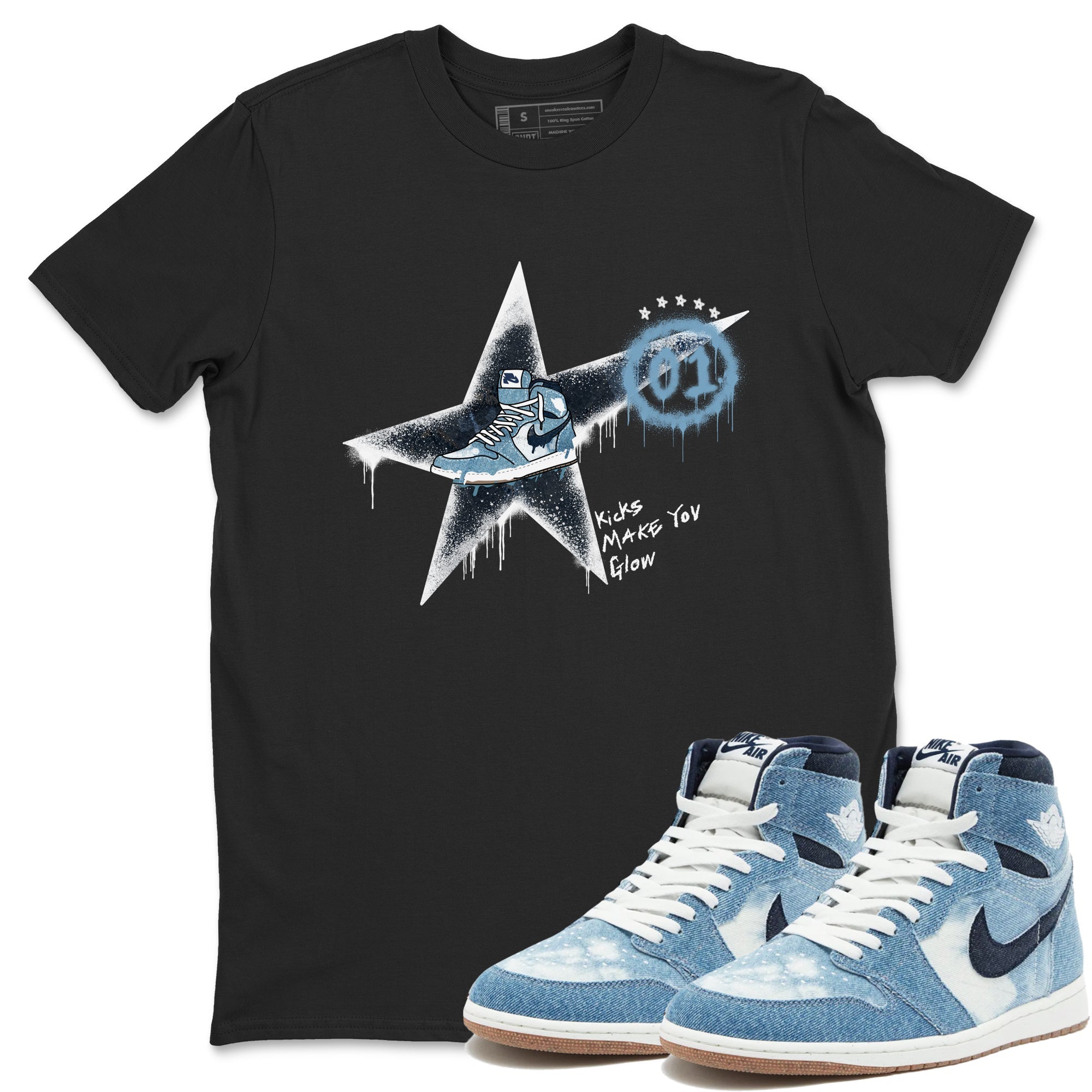 Kicks Make You Glow snkmatch Tees - Air Jordan 1 Denim 2024