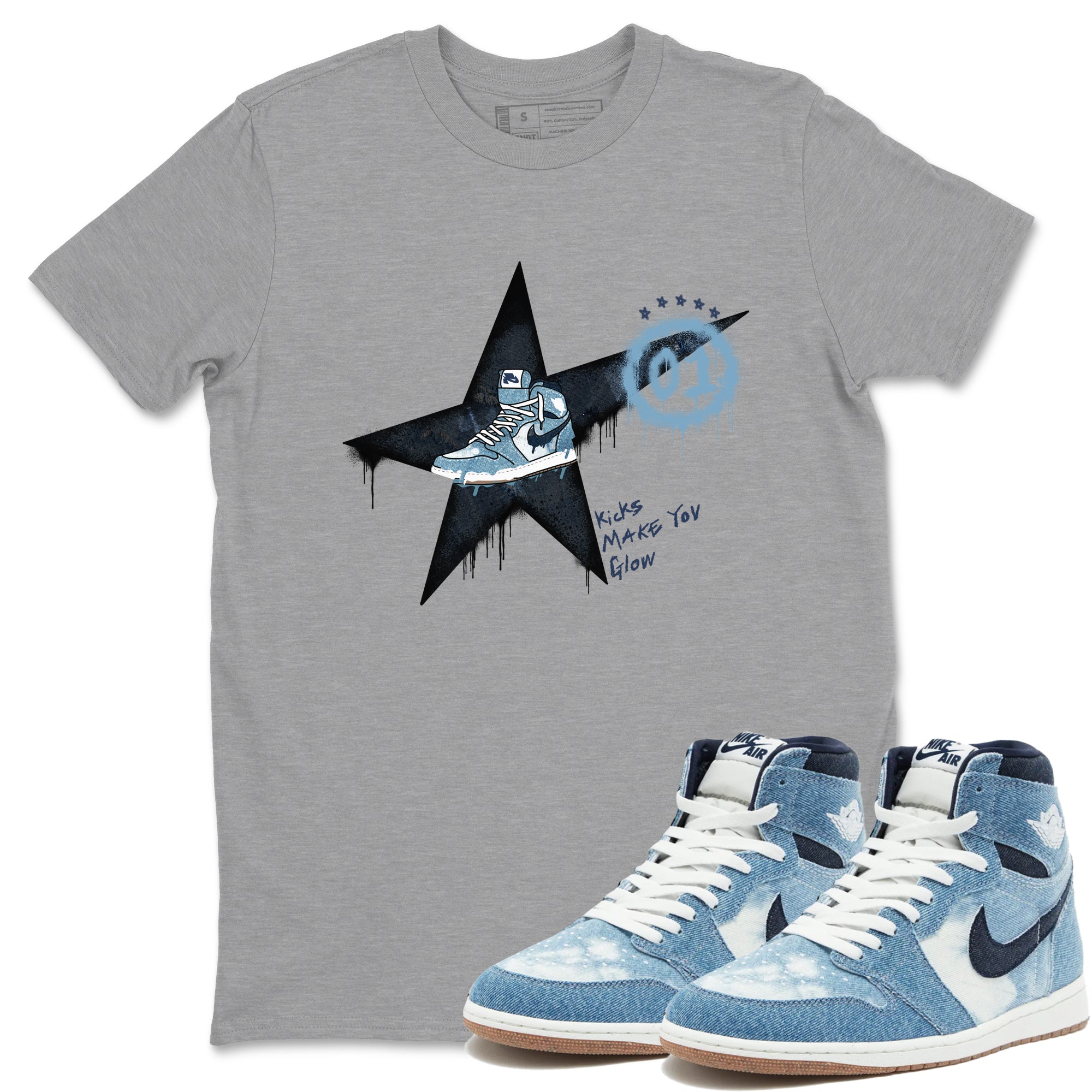 Kicks Make You Glow snkmatch Tees - Air Jordan 1 Denim 2024