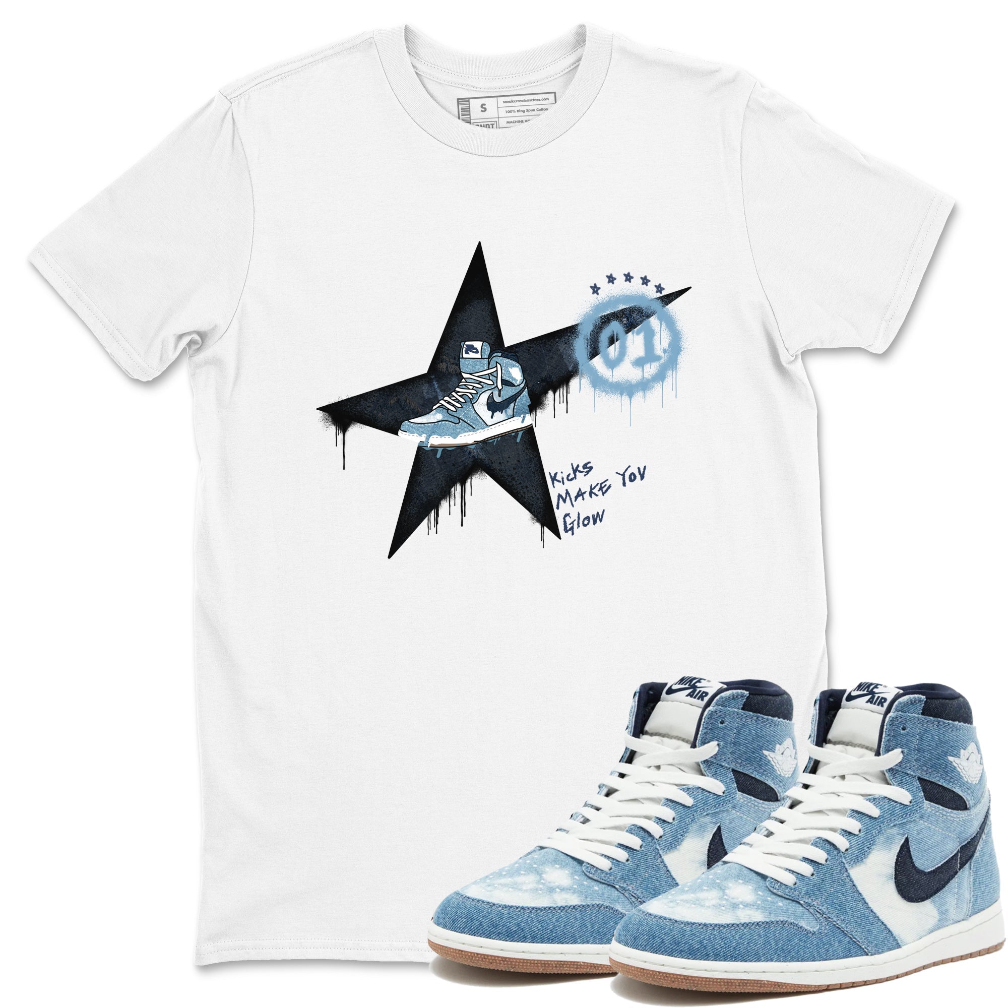 Kicks Make You Glow snkmatch Tees - Air Jordan 1 Denim 2024
